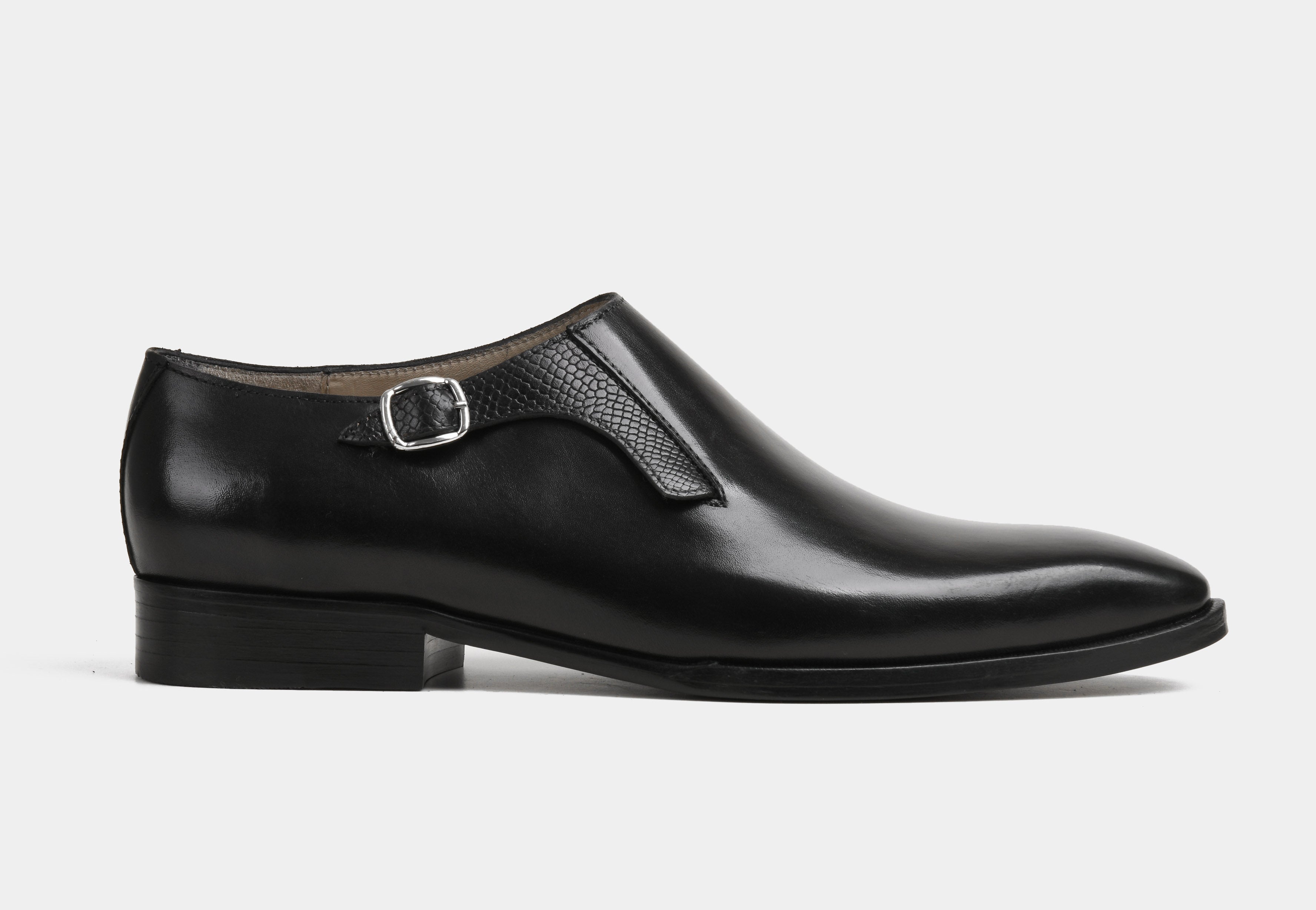 CARLO | MEN BLACK MONK STRAP SHOES