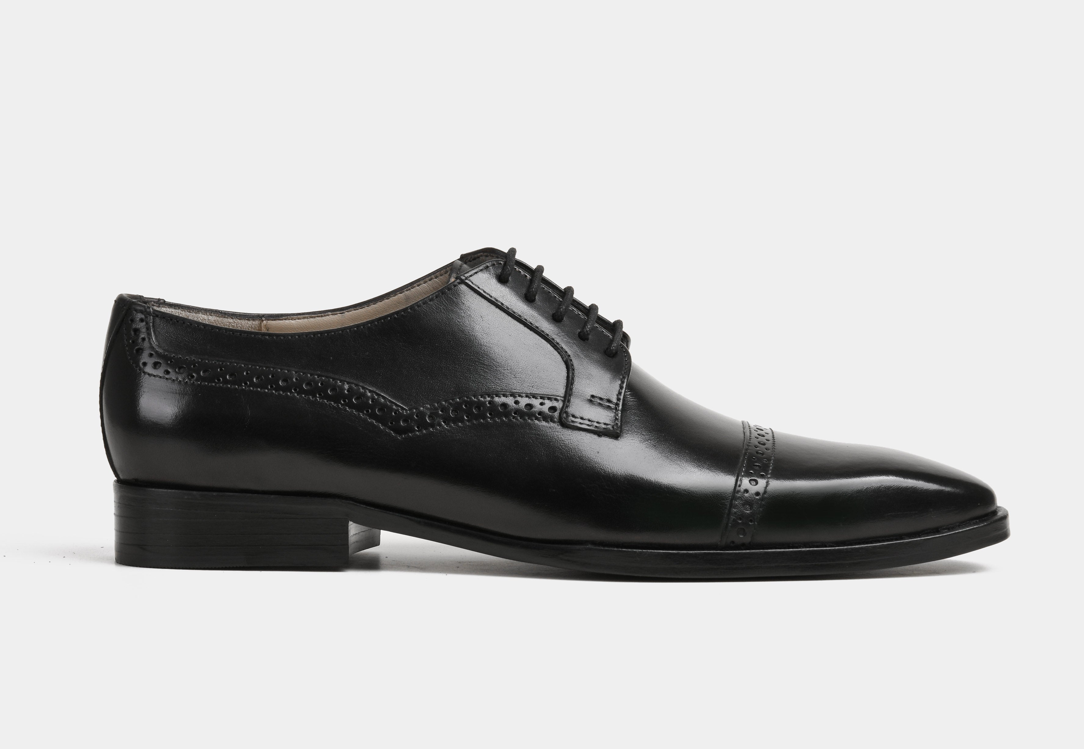 ALFONSO | MEN BLACK CAP-TOE DERBYS