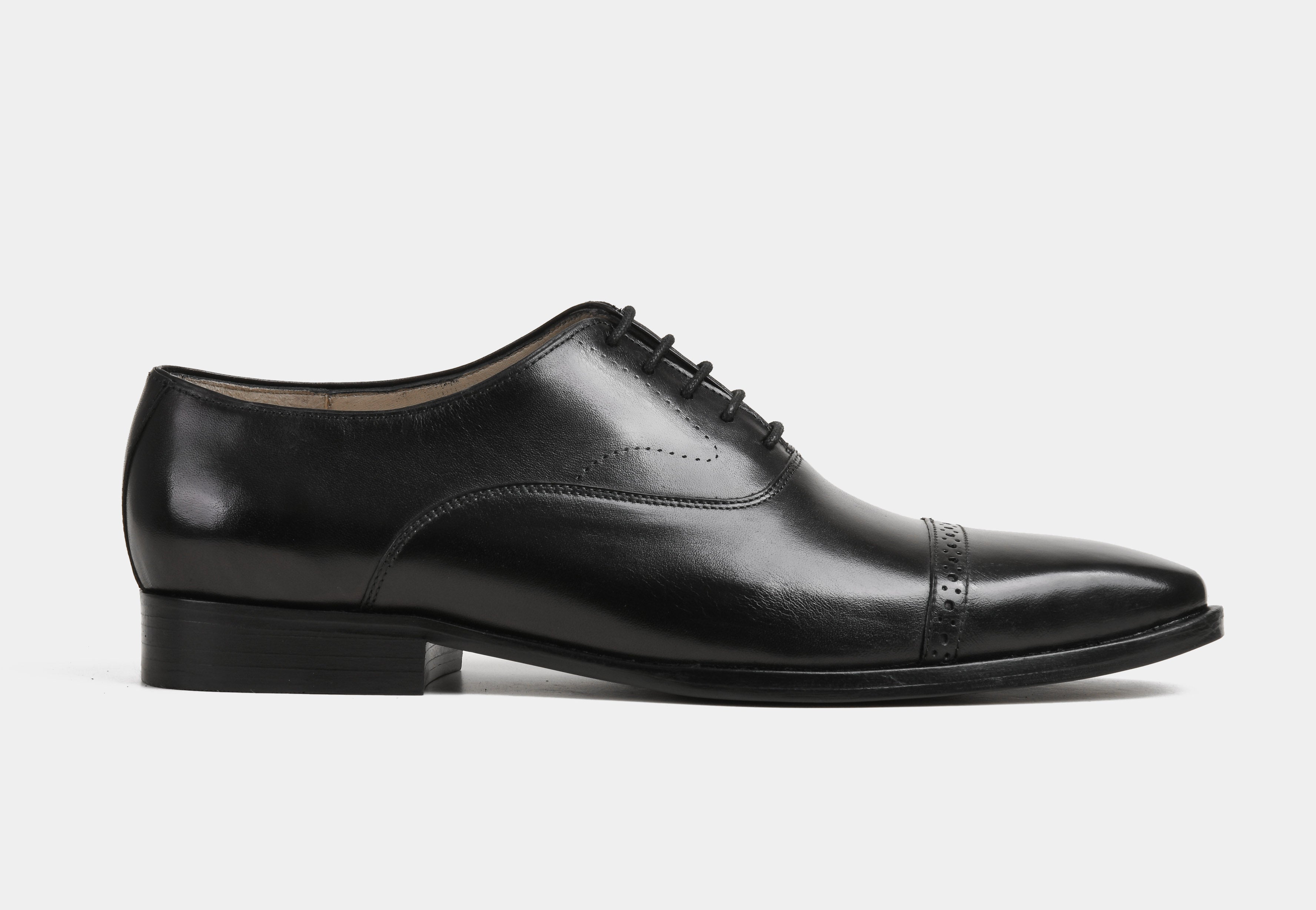 LORENZO | MEN BLACK CAP-TOE OXFORDS