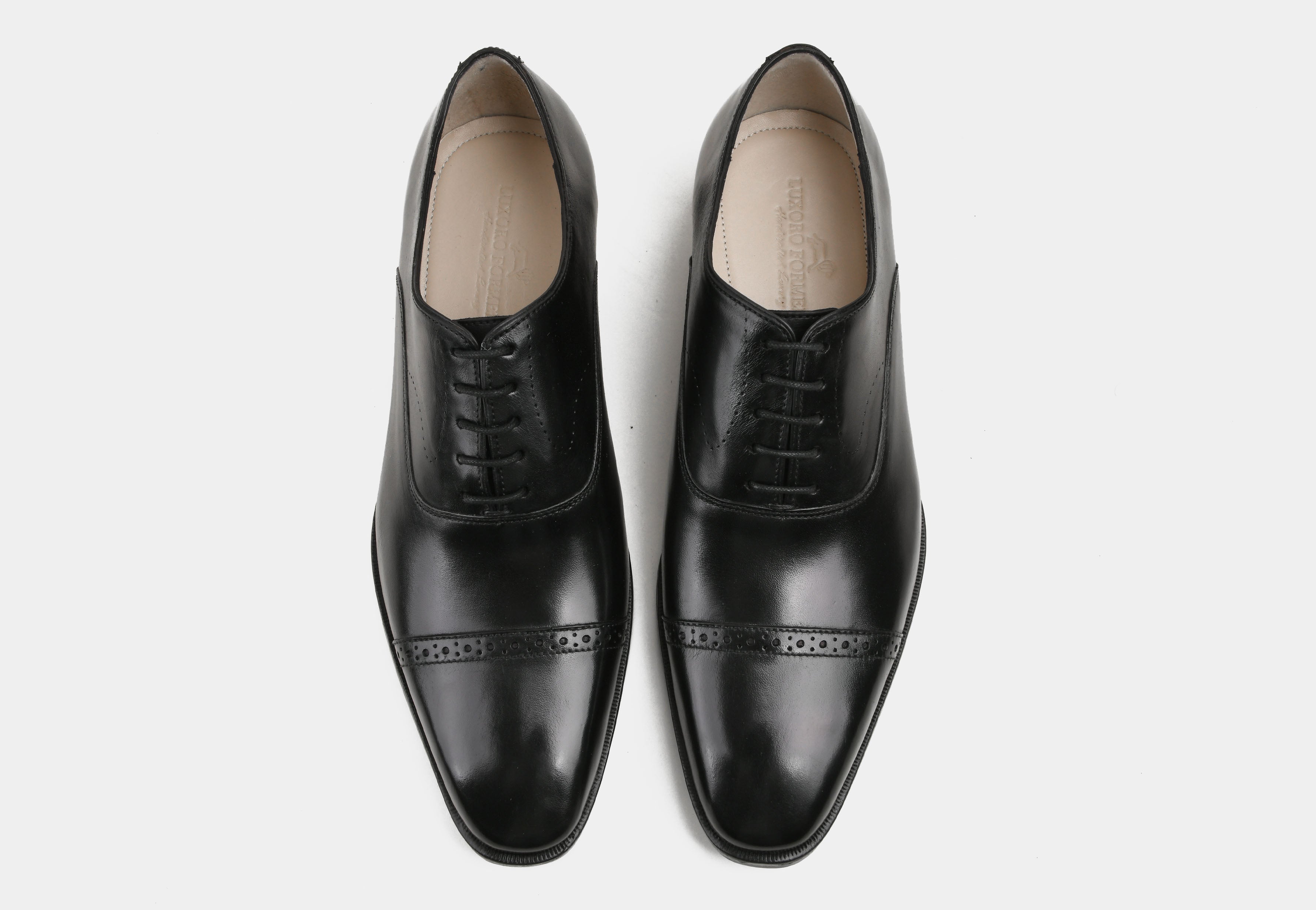 LORENZO | MEN BLACK CAP-TOE OXFORDS