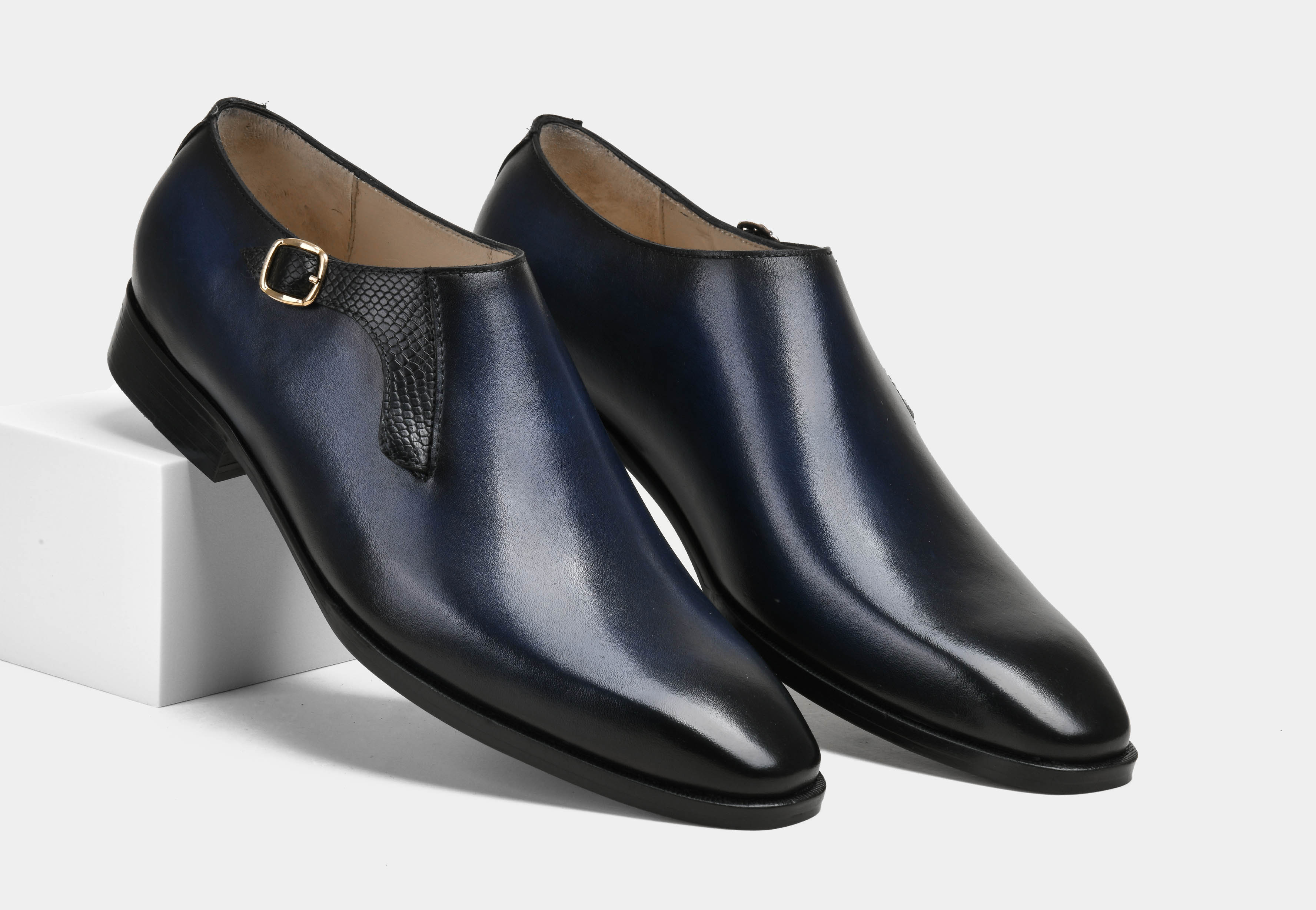 CARLO | MEN BLUE MONK STRAP SHOES