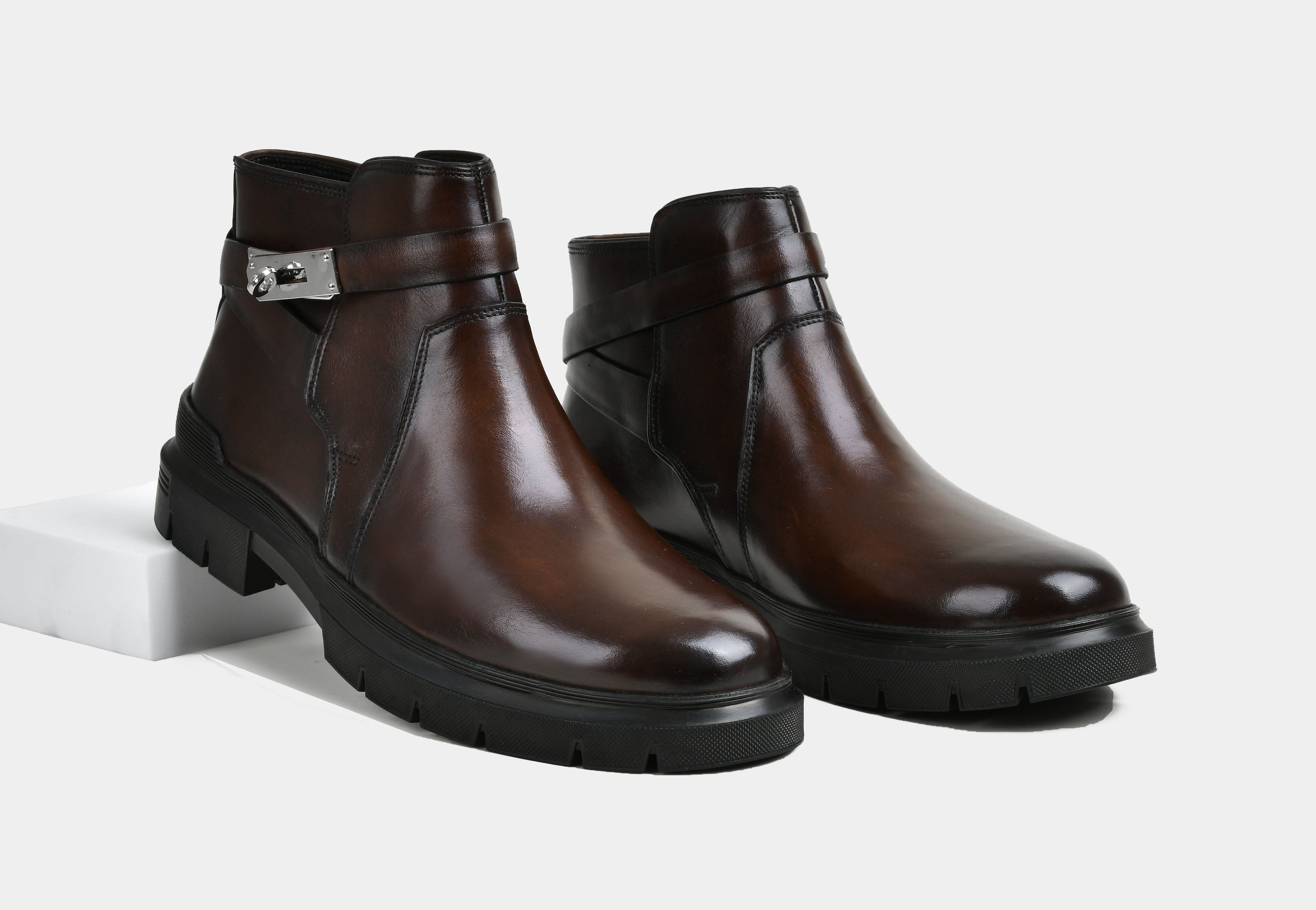 MEN BROWN BUCKLE BOOTS | STRIDEGRIP