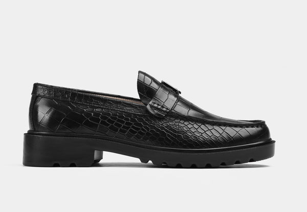Black Croc Loafers | SoleSculpt lite