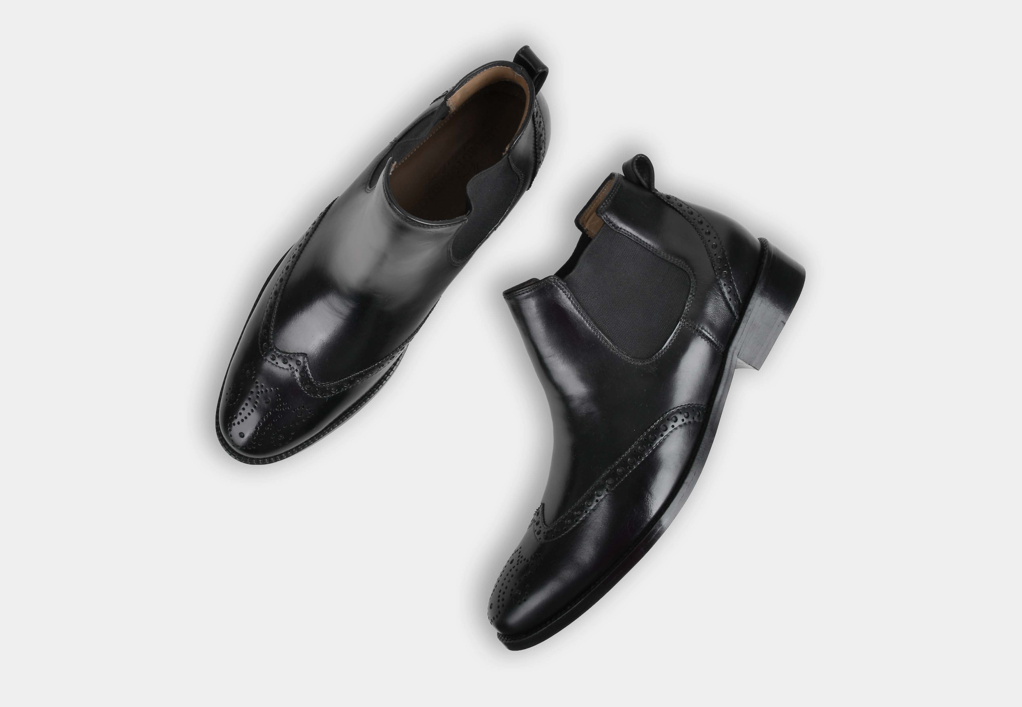 HUGO | MEN BLACK BROGUE CHELSEA BOOTS (SALE)