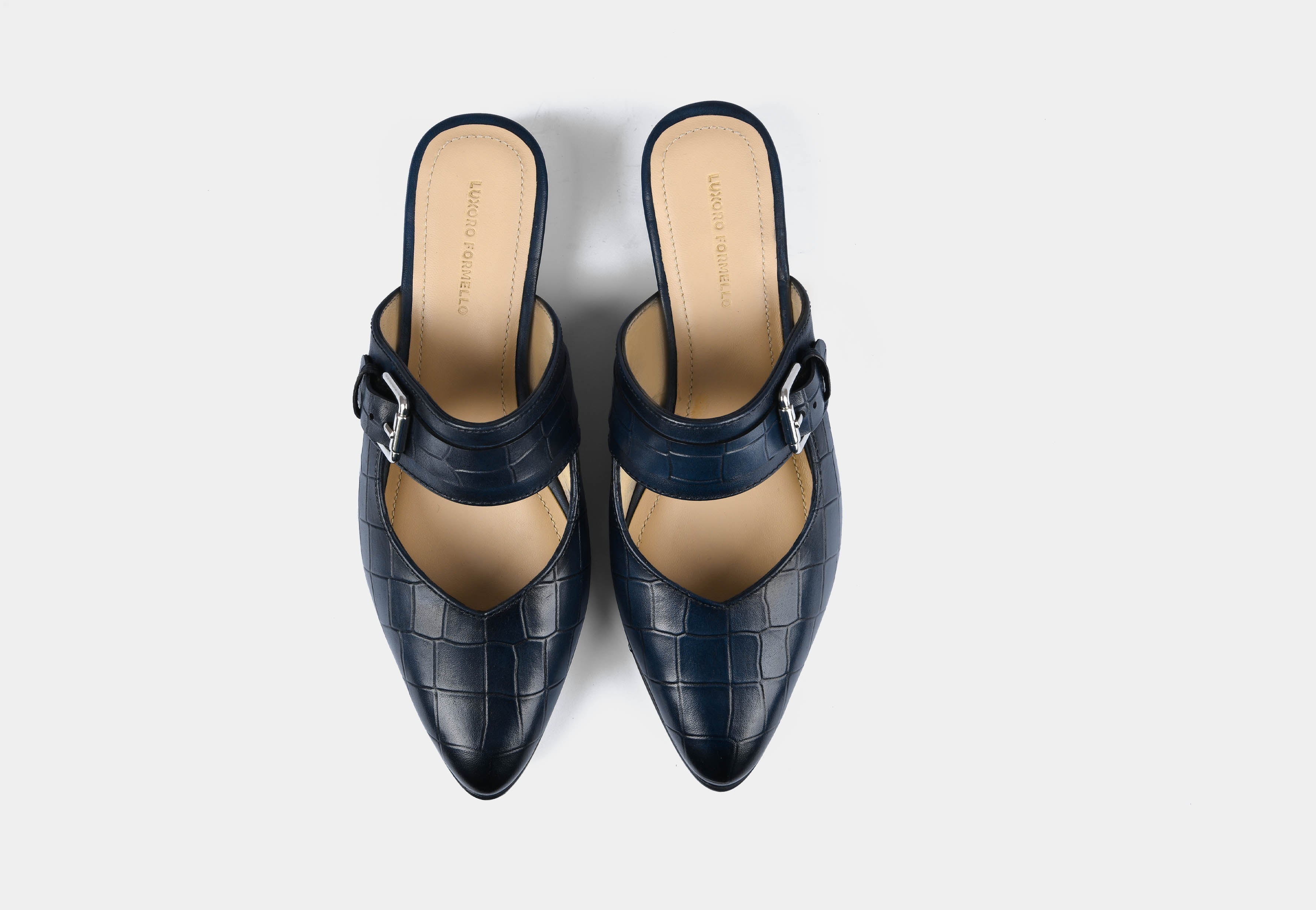 Elena Blue Croc Women Mules