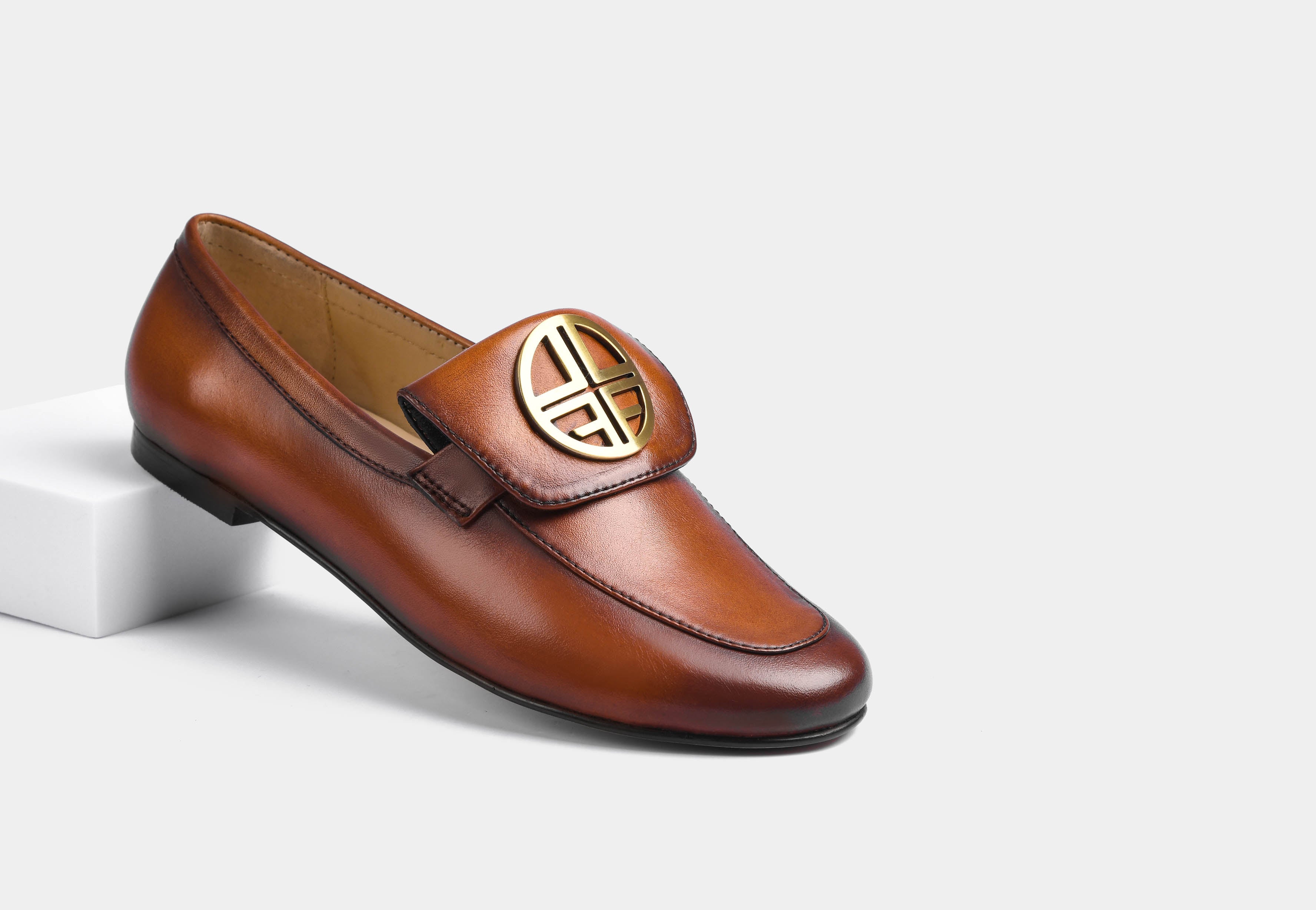 CLARISA TAN LEATHER WOMEN LOAFERS