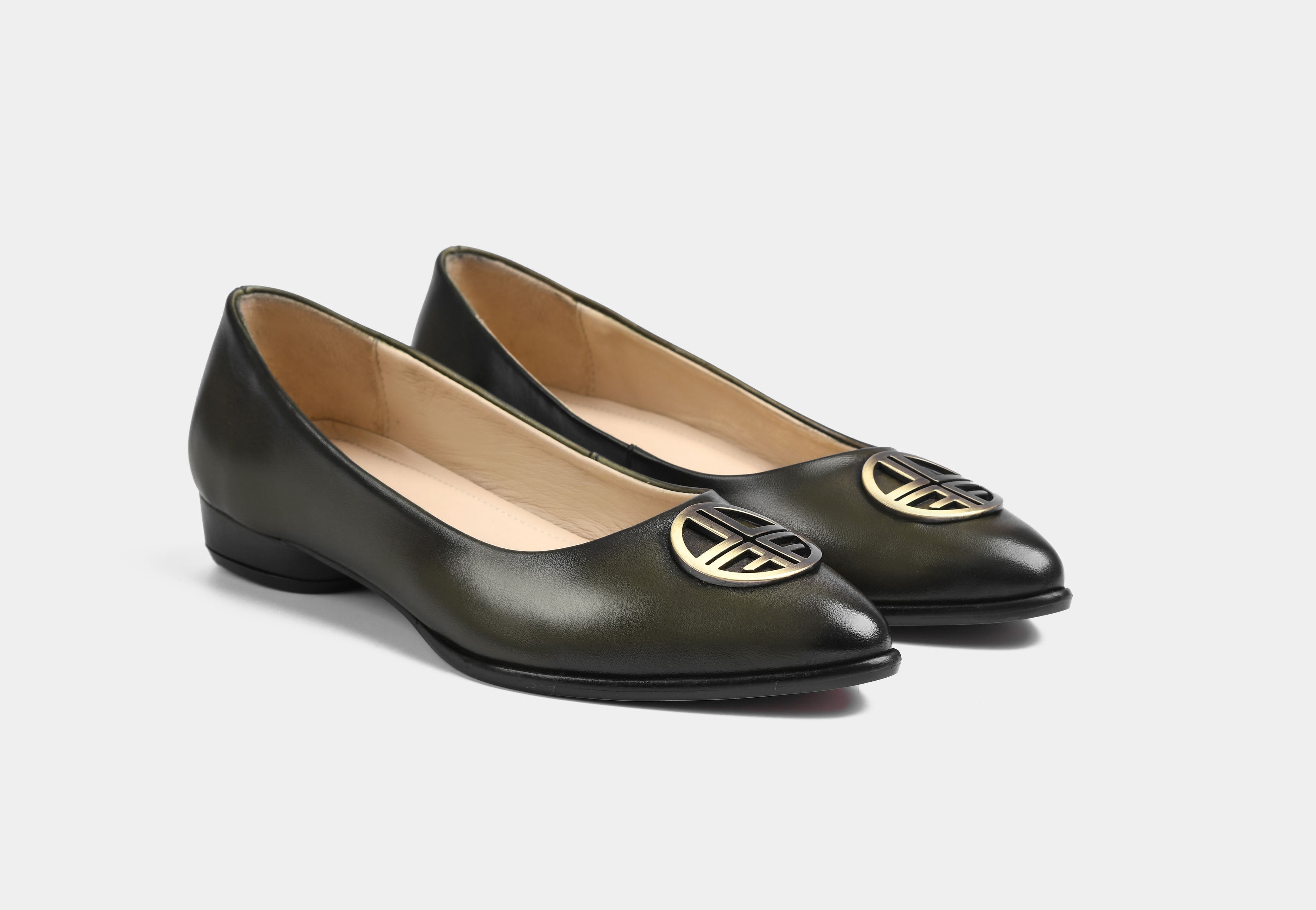 MIRELLA WOMEN LOAFERS IN OLIVE GREEN LEATHER