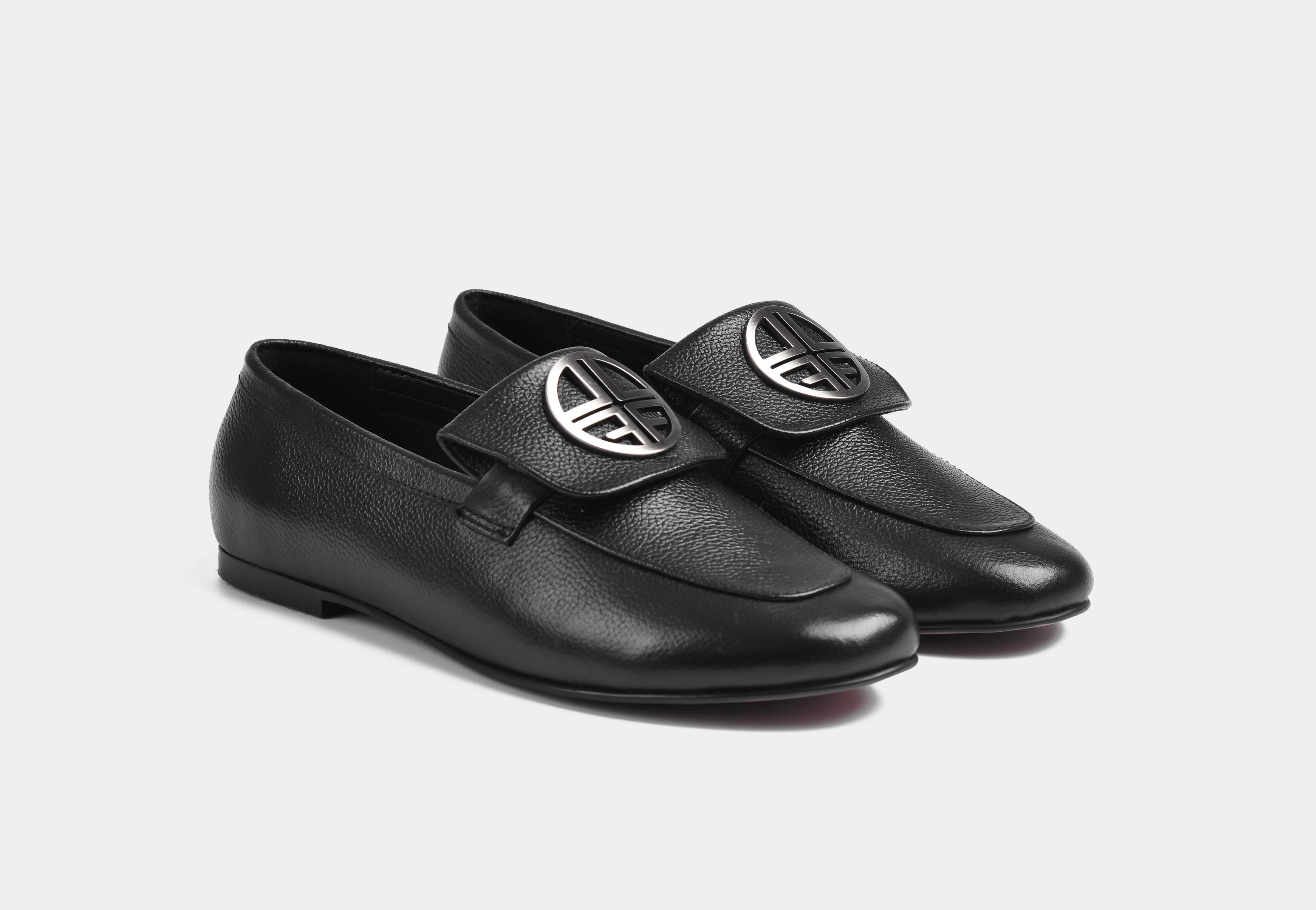 CLARISA BLACK PEBBLE LEATHER WOMEN LOAFERS