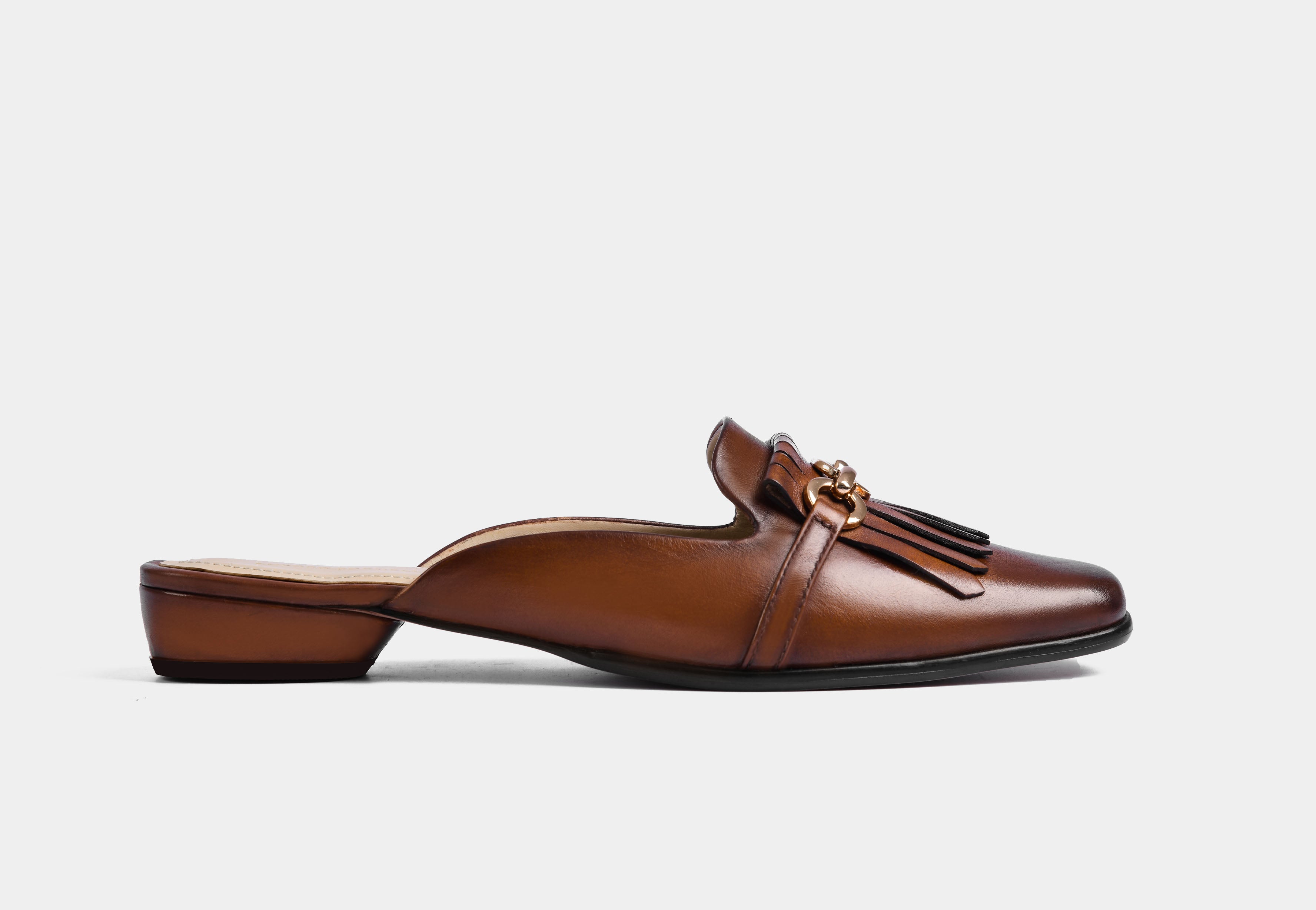 CAROLINE TAN LEATHER WOMEN MULES