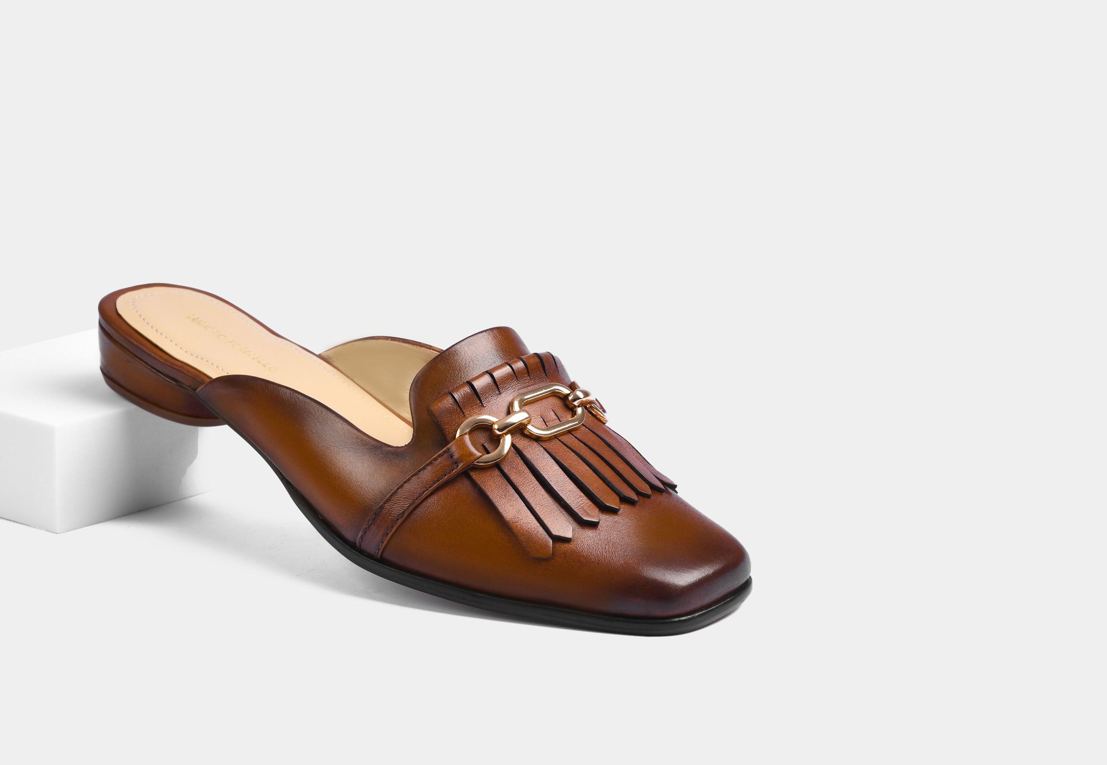 CAROLINE TAN LEATHER WOMEN MULES