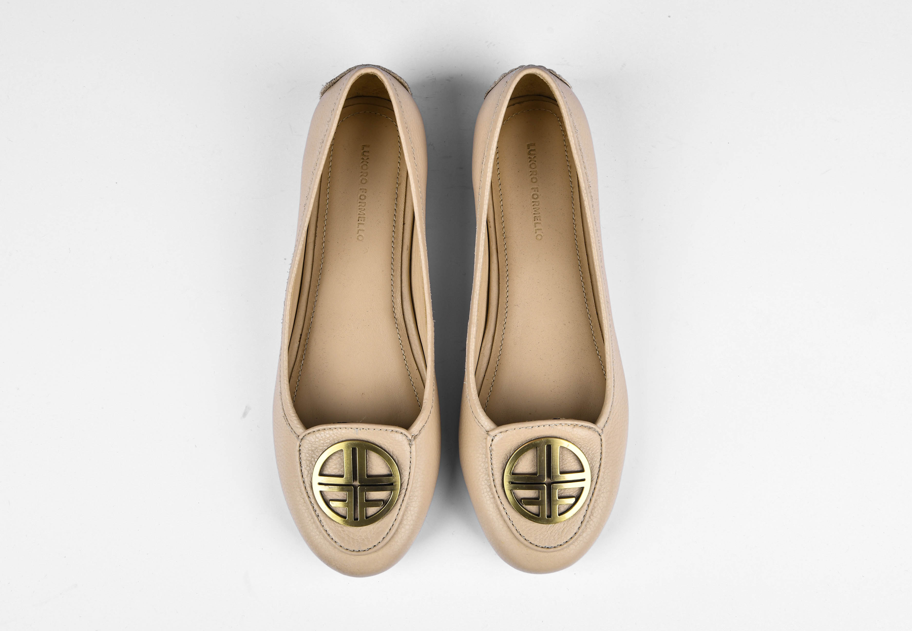 KATE BALLERINAS IN PEBBLE BEIGE LEATHER