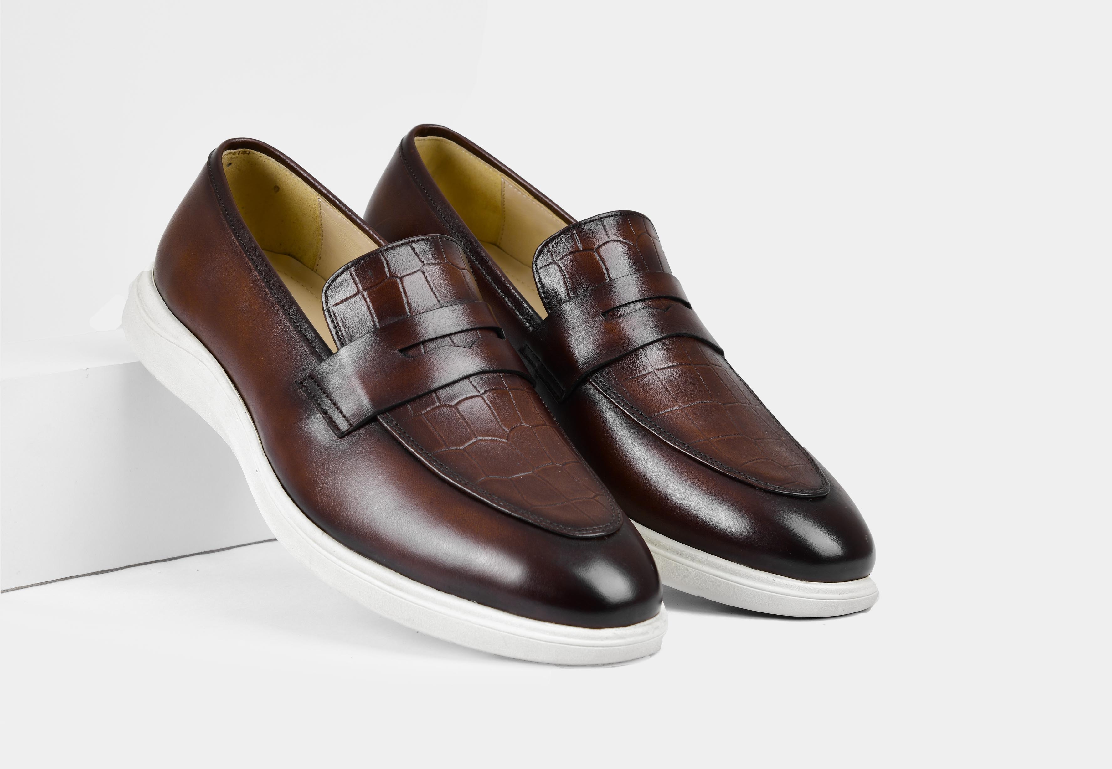 Brown Croc Penny Slip-on | Aero-Flex