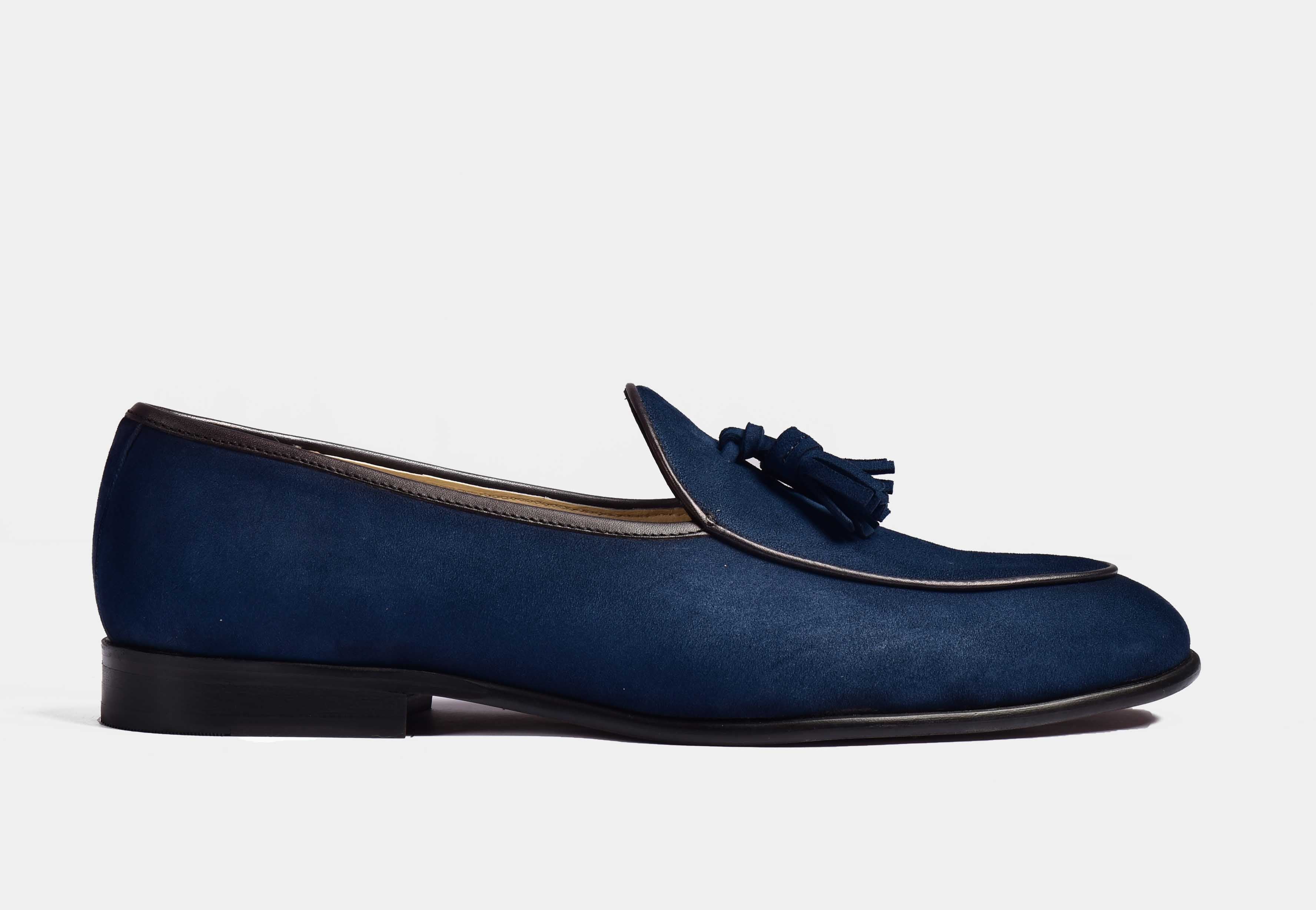 Blue Suede Tassel Loafers