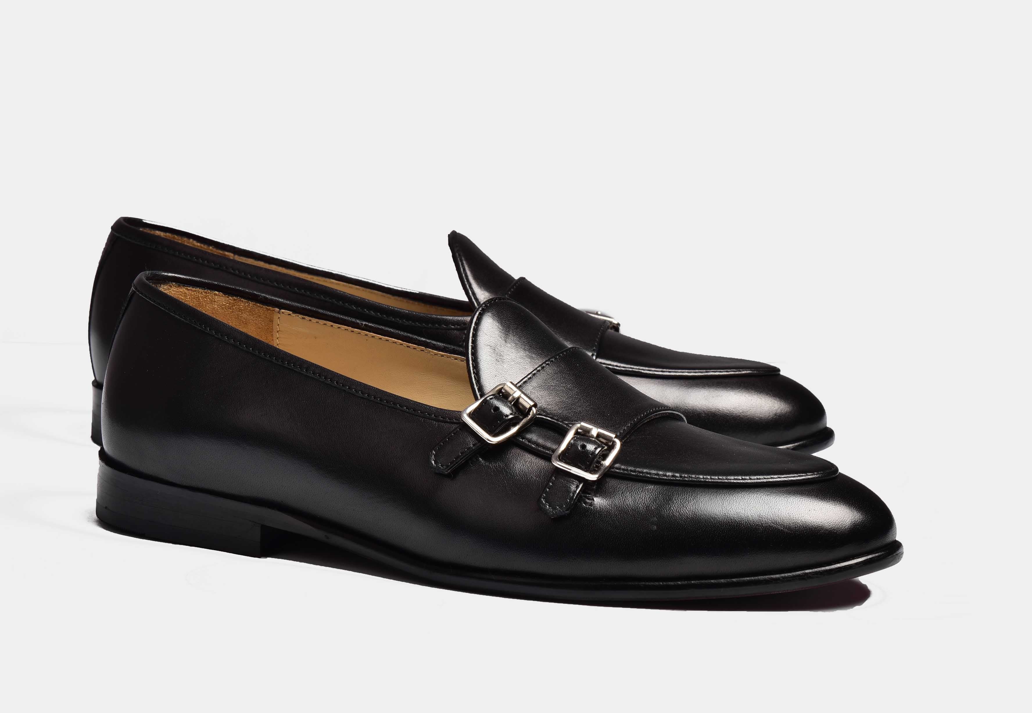 ARNO | Black Patina with Double Monk Strap