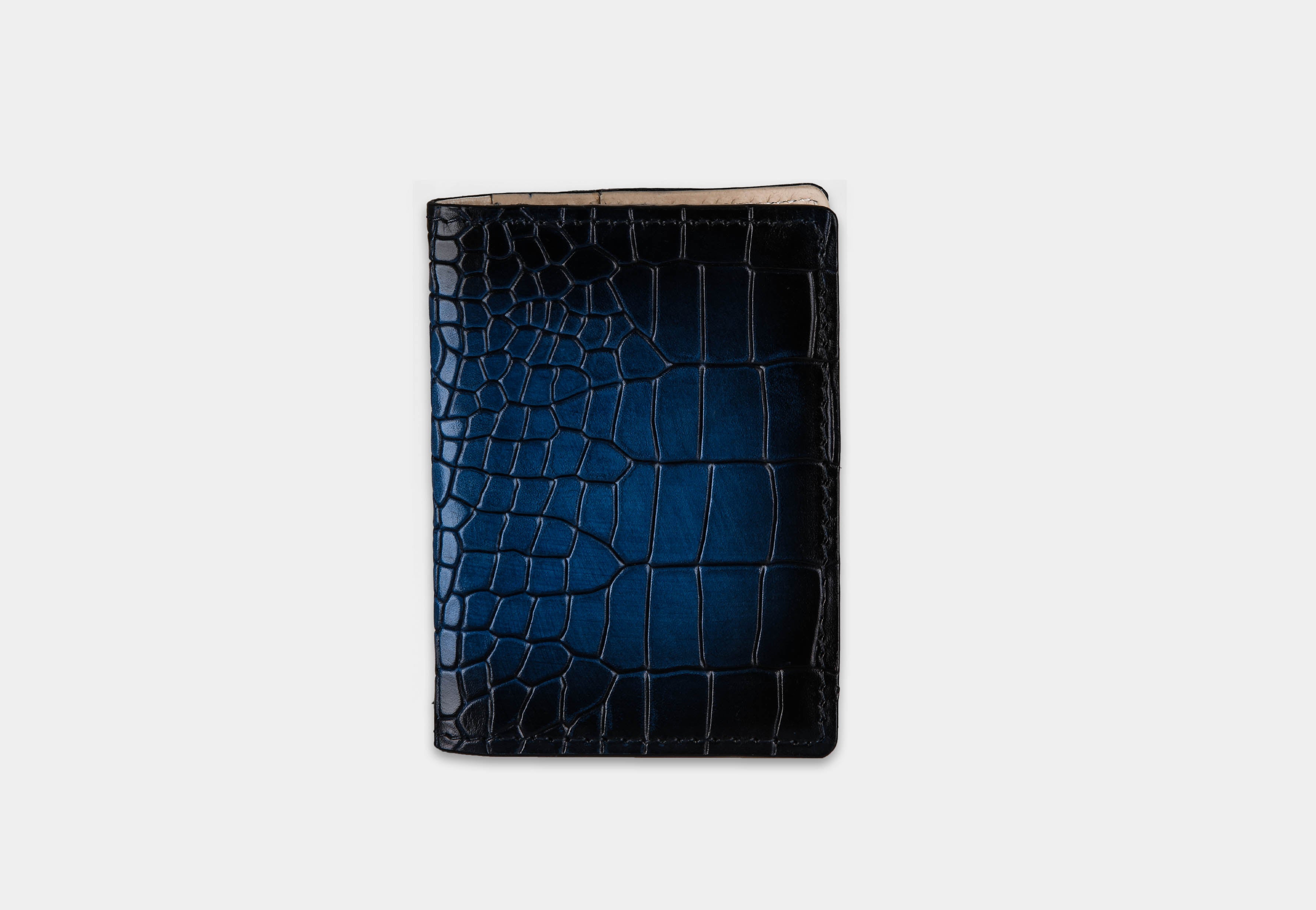 LEATHER CARD HOLDER | CROC BLUE