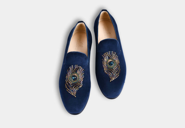 Artemio BLUE embroidered slip-ons