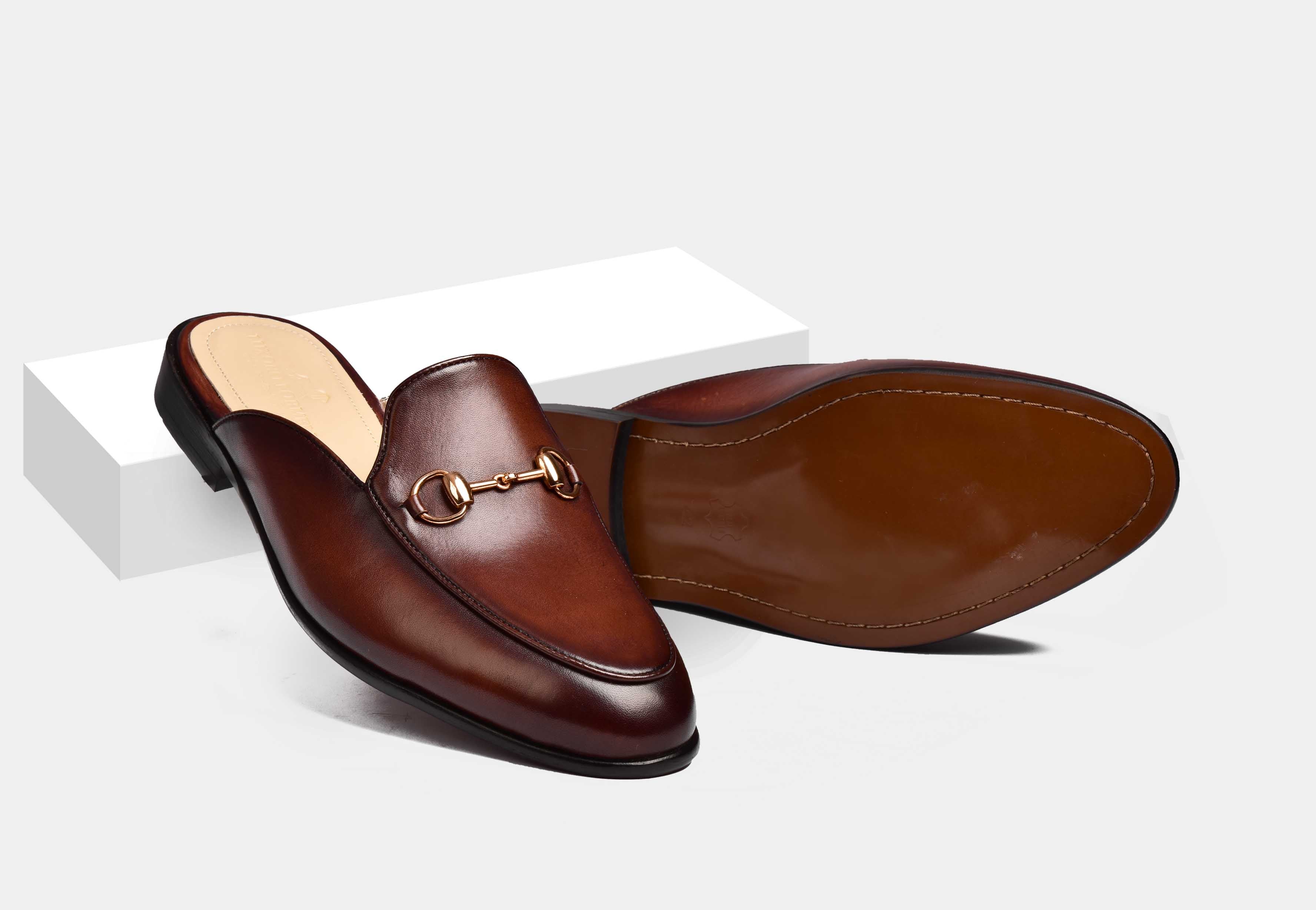 ARNO | Brown Formal Mules with metal Trim (Sale)