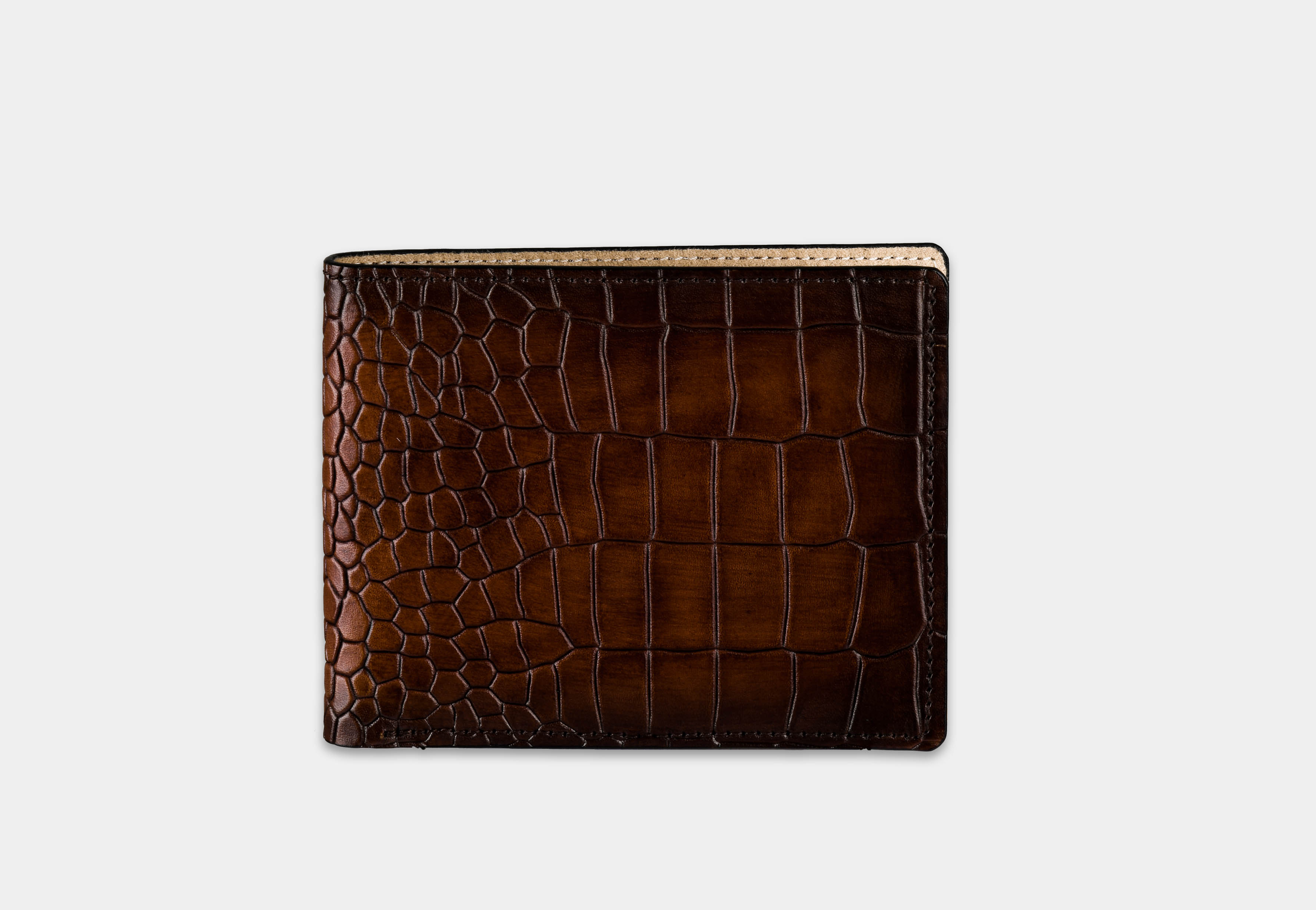 LEATHER WALLET | CROC BROWN