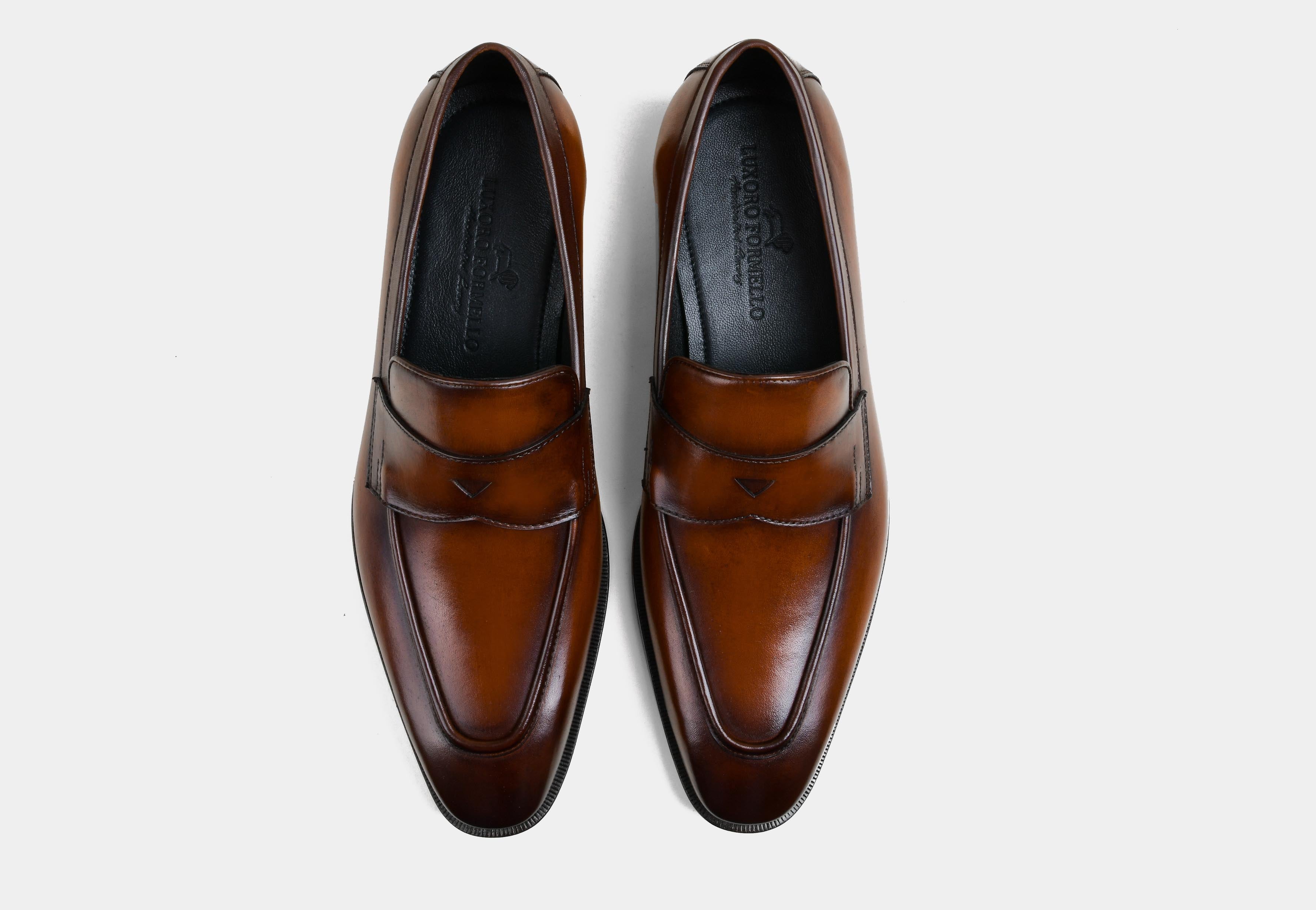 AIDEN | MEN COGNAC PENNY LEATHER LOAFERS