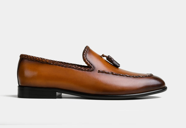 Cilian | Men Tan tassel leather Loafers