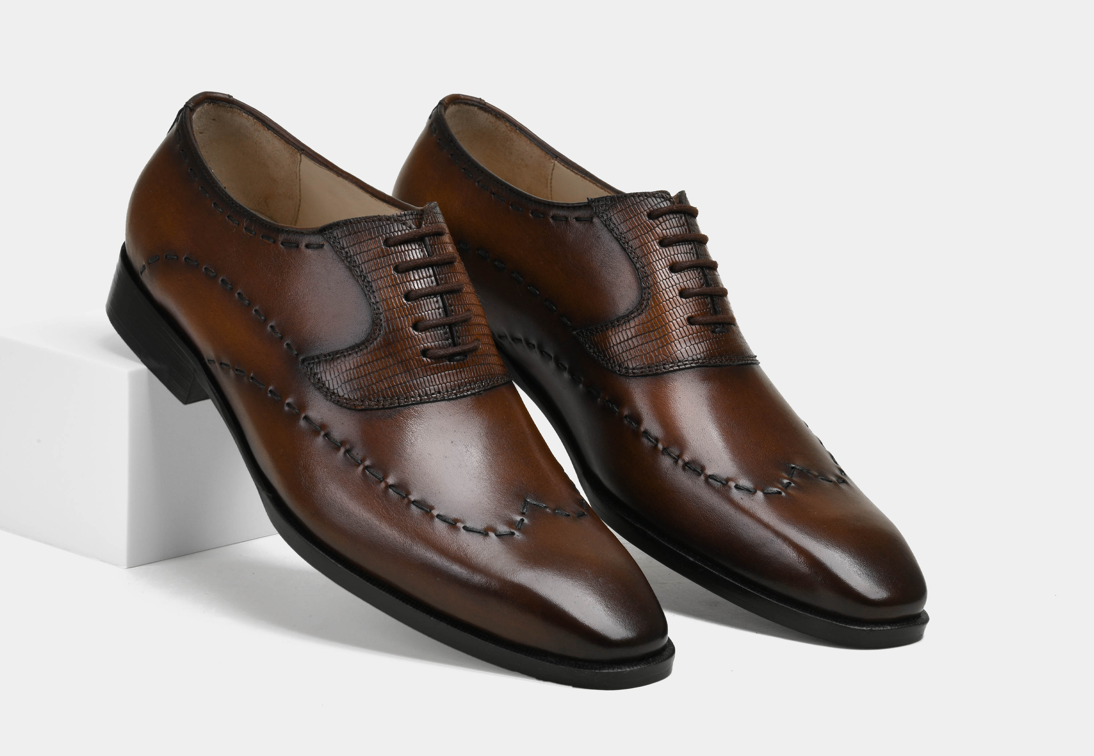 DANTE | MEN DARK BROWN STITCHED DERBYS