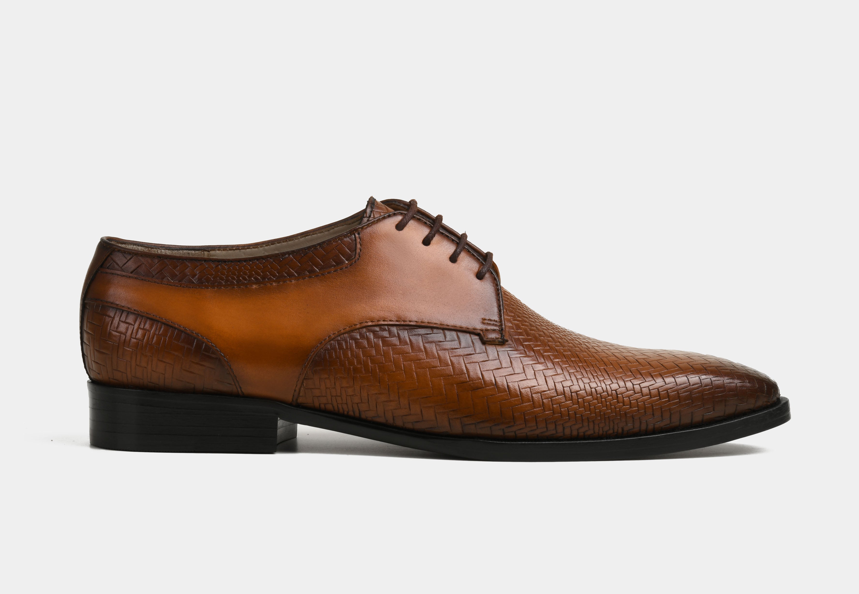 SANTORO | MEN TAN WOVEN DERBYS