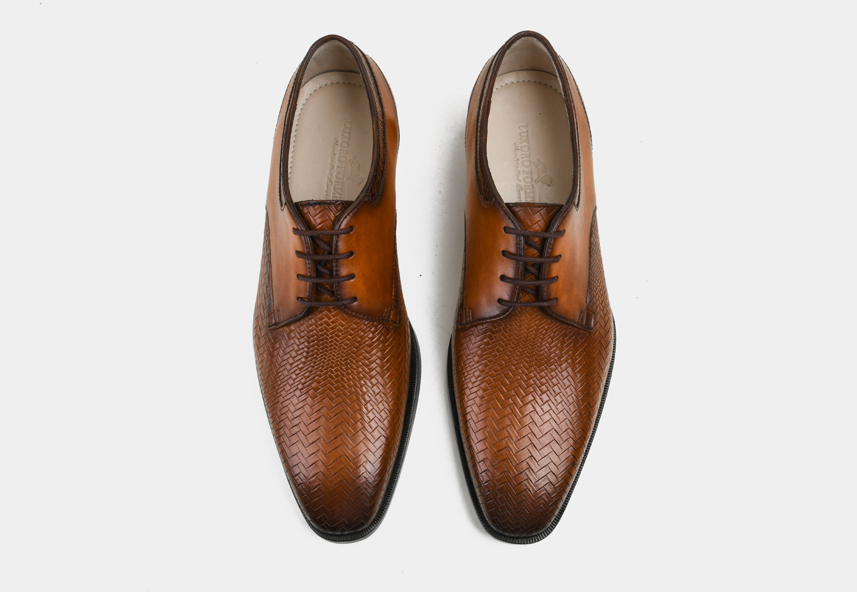 SANTORO | MEN TAN WOVEN DERBYS
