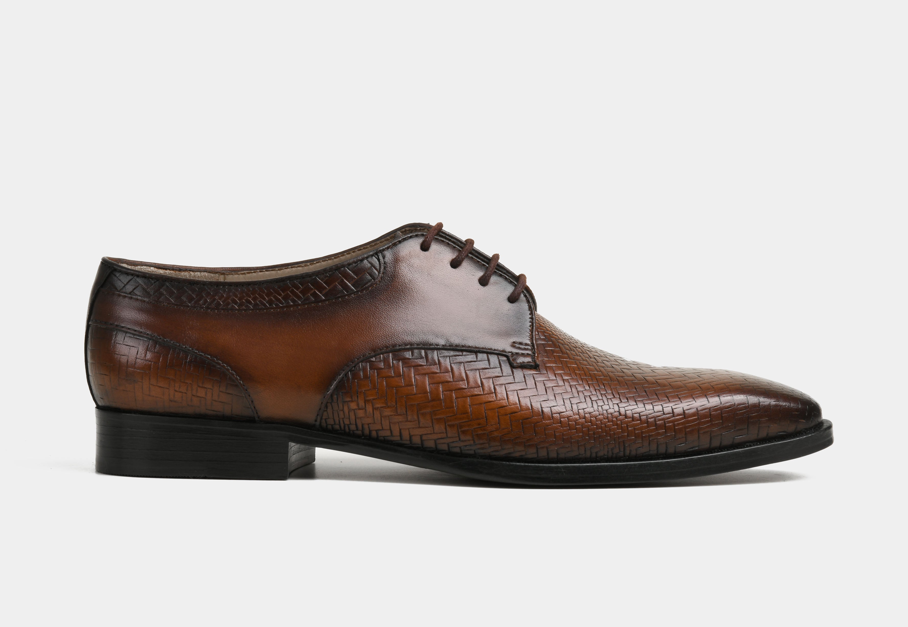 ENZO | MEN BROWN TEXTURED DERBYS