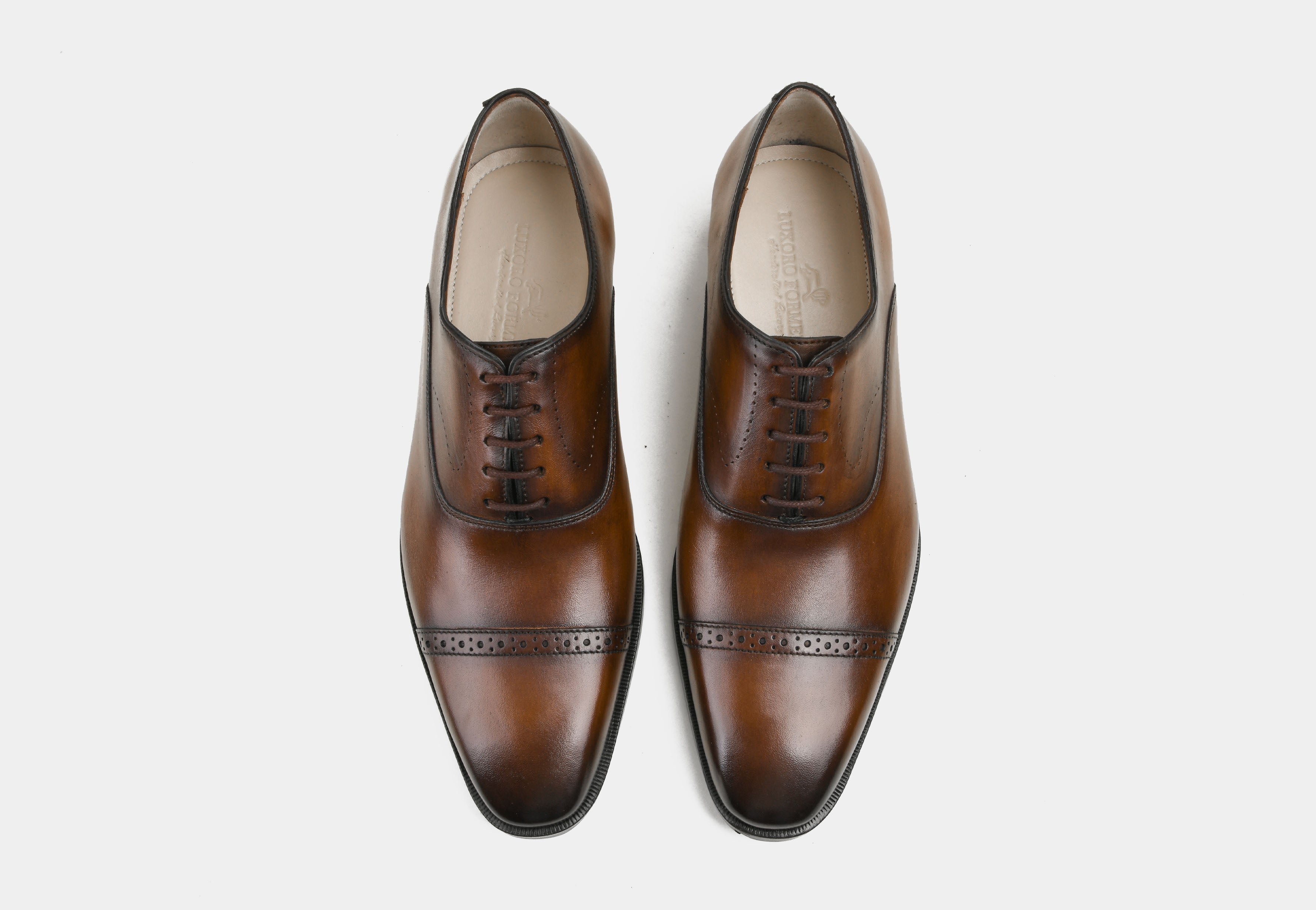 LORENZO | MEN DARK BROWN CAP-TOE OXFORDS