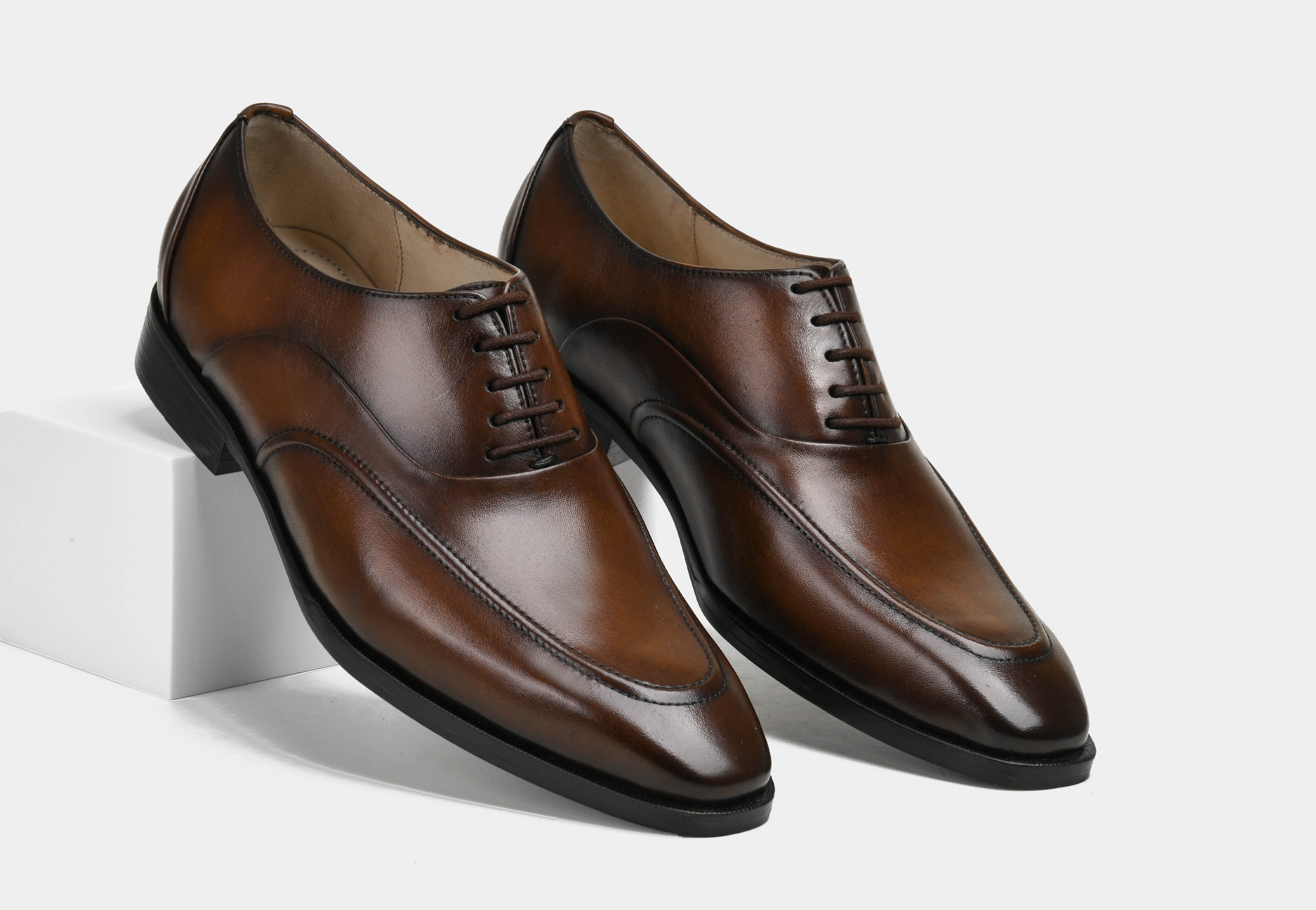 MARCELIN | MEN BROWN APRON TOE OXFORDS
