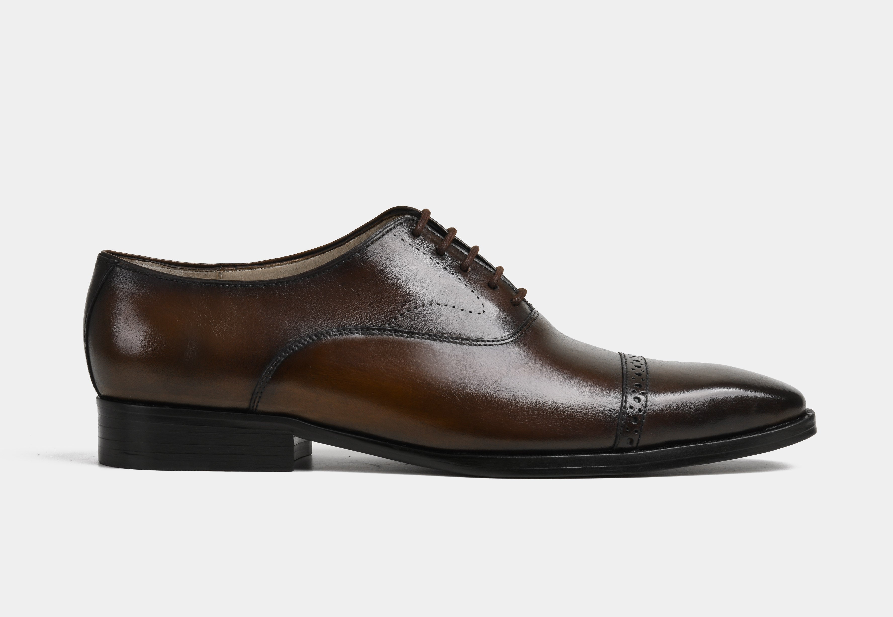 LORENZO | MEN WOOD BROWN CAP-TOE OXFORDS