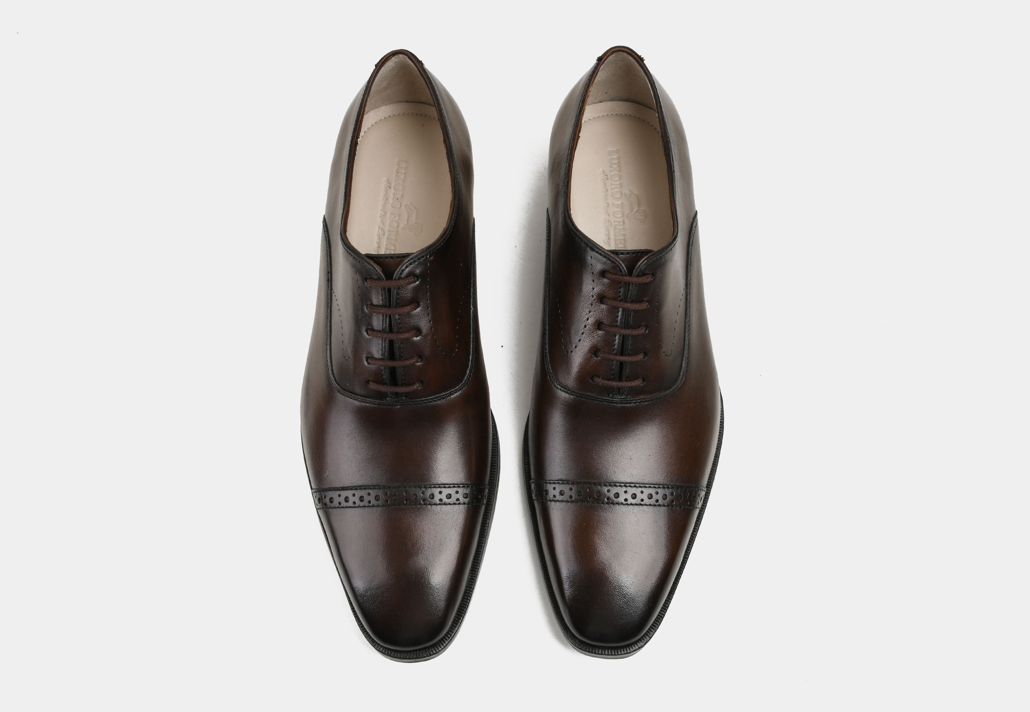 LORENZO | MEN WOOD BROWN CAP-TOE OXFORDS
