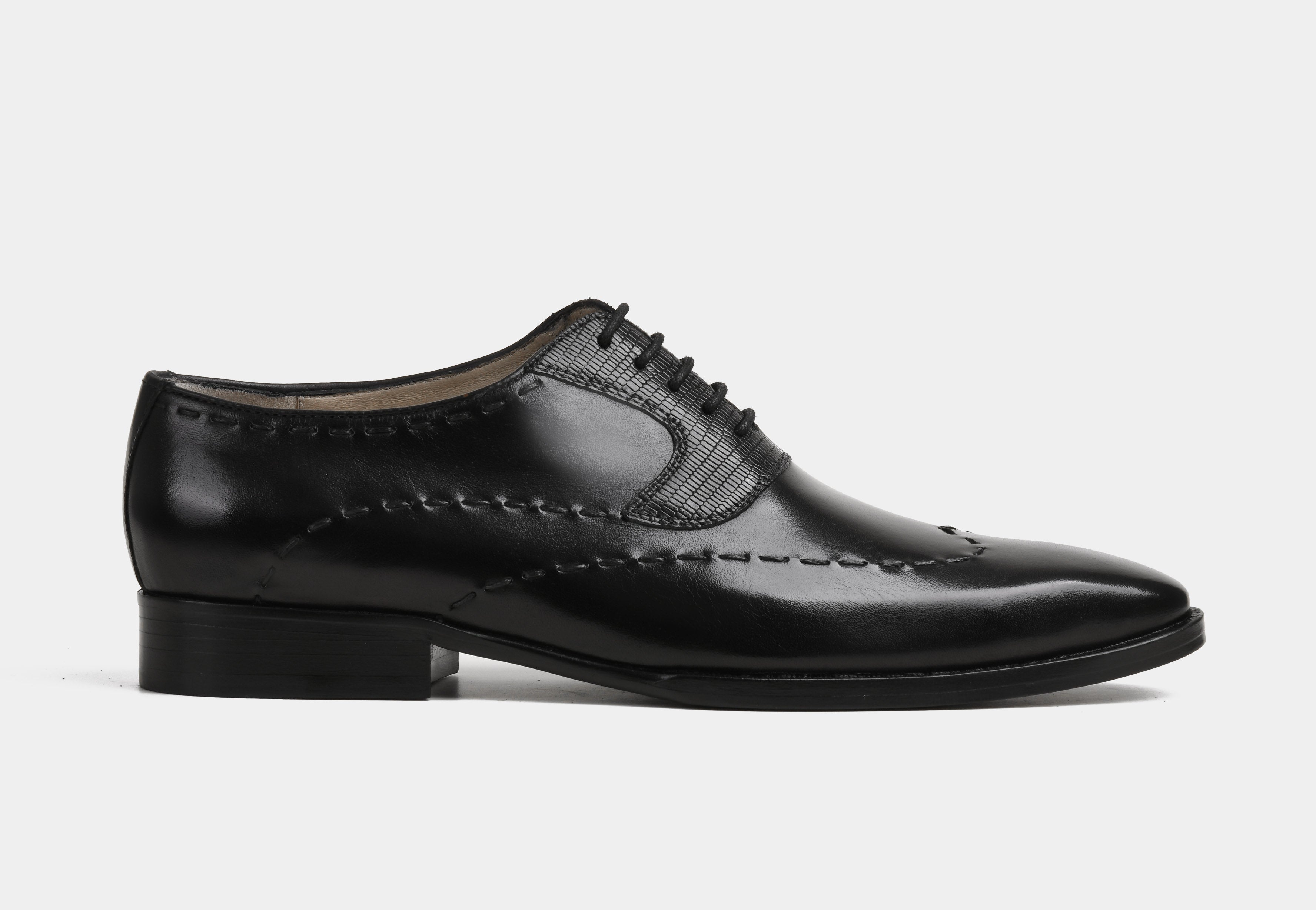 DANTE | MEN BLACK STITCHED DERBYS