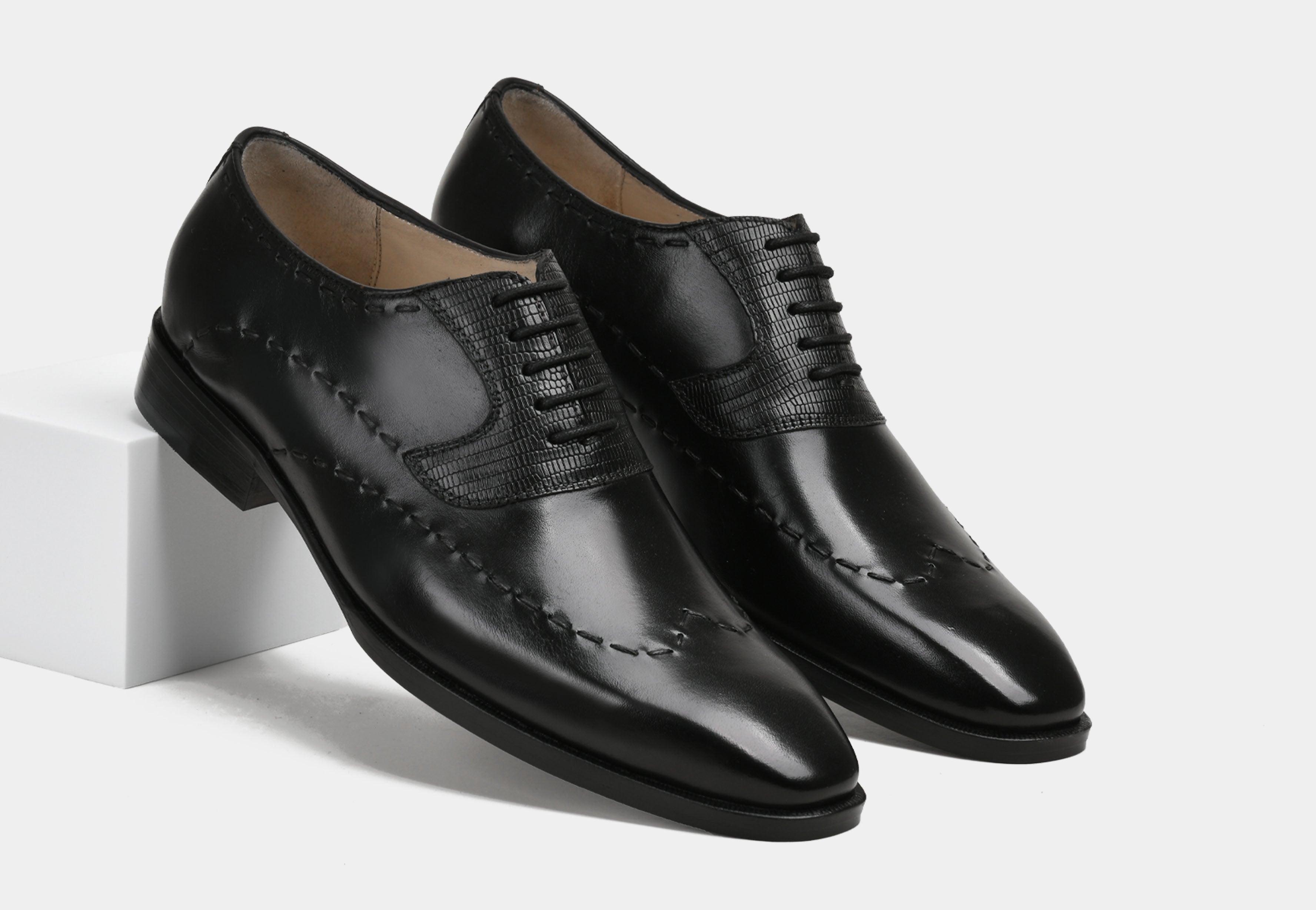 DANTE | MEN BLACK STITCHED DERBYS