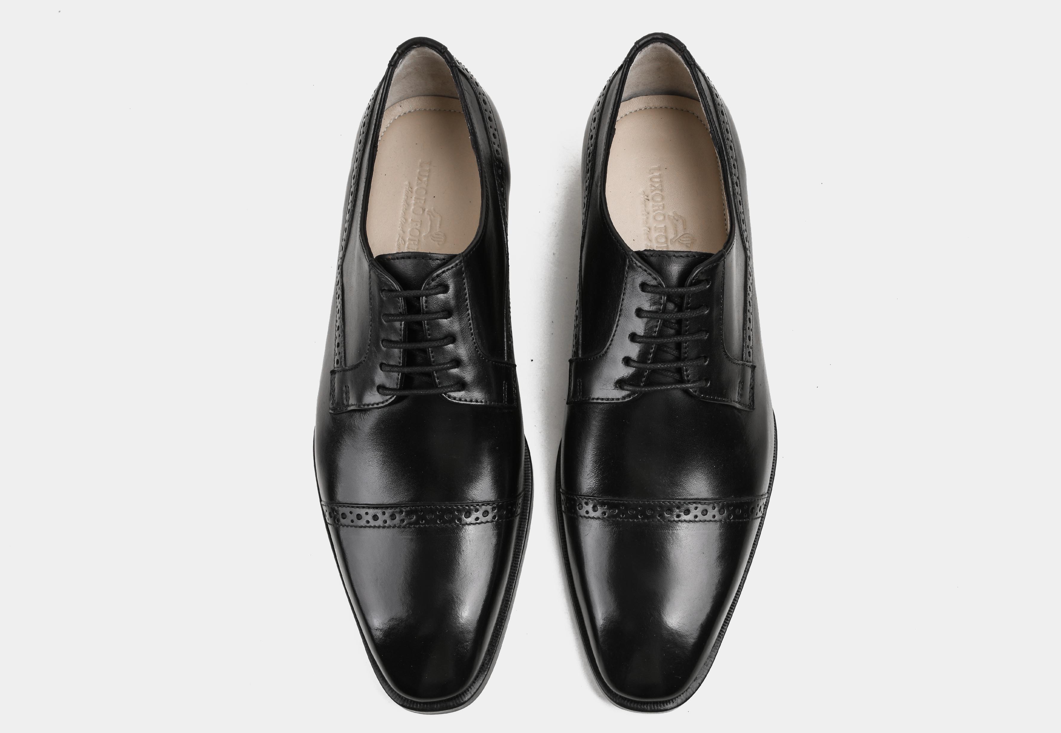ALFONSO | MEN BLACK CAP-TOE DERBYS
