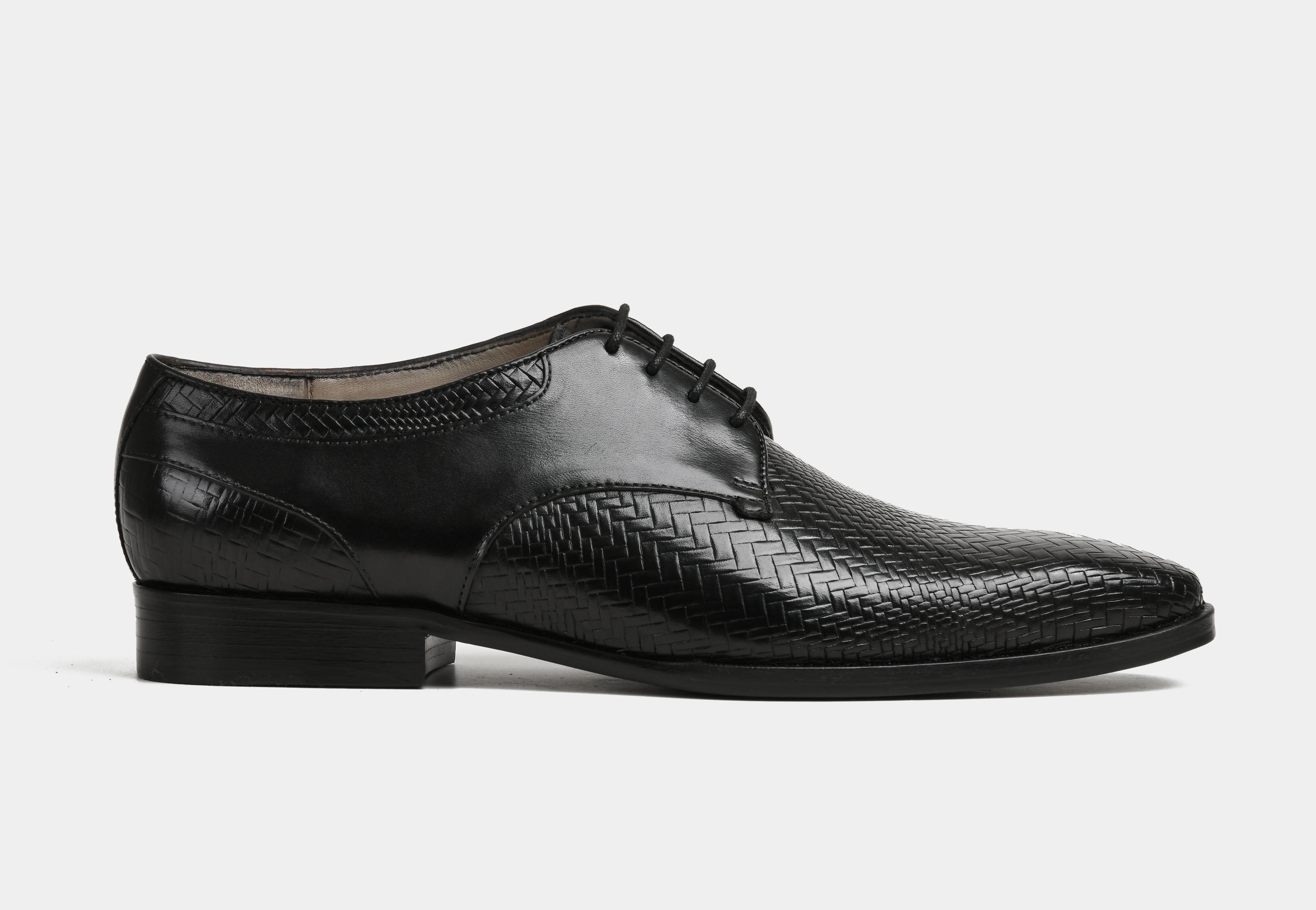 ENZO | MEN BLACK WOVEN DERBYS
