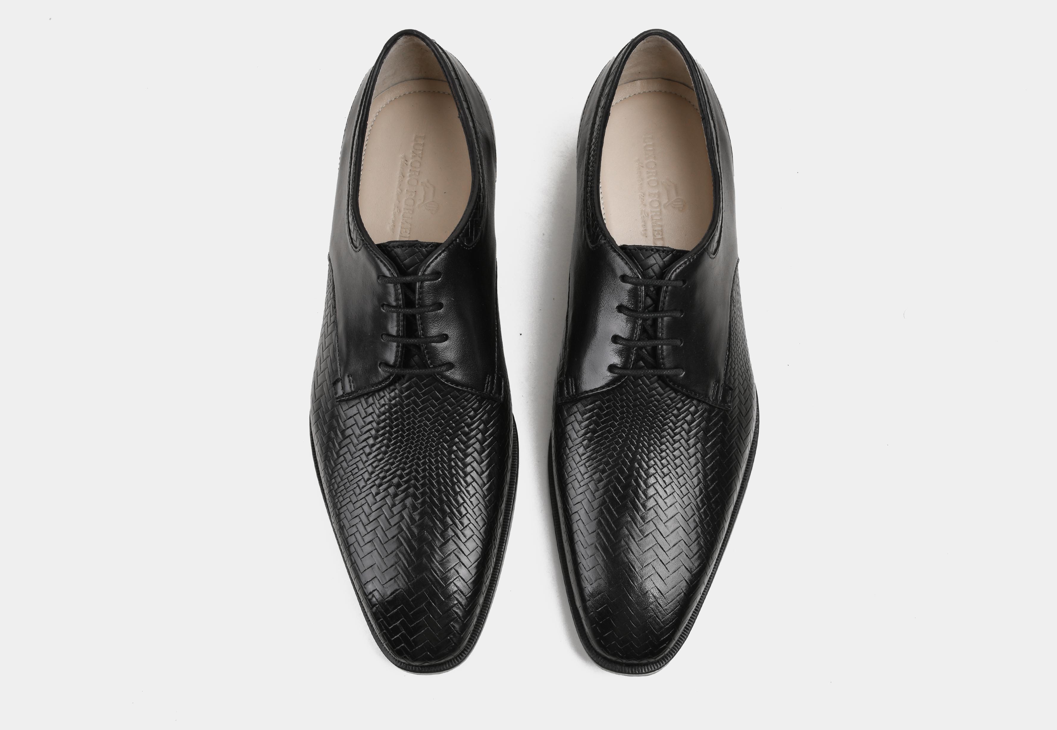 ENZO | MEN BLACK WOVEN DERBYS