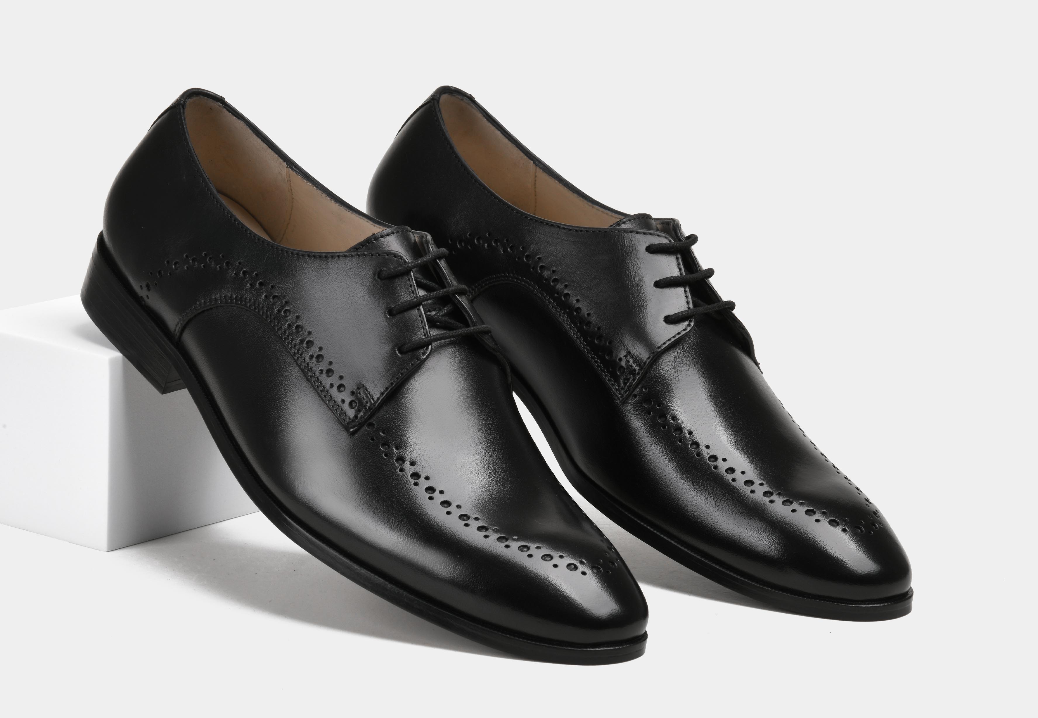 MARCELLO | MEN BLACK LONGWING DERBY BROGUES