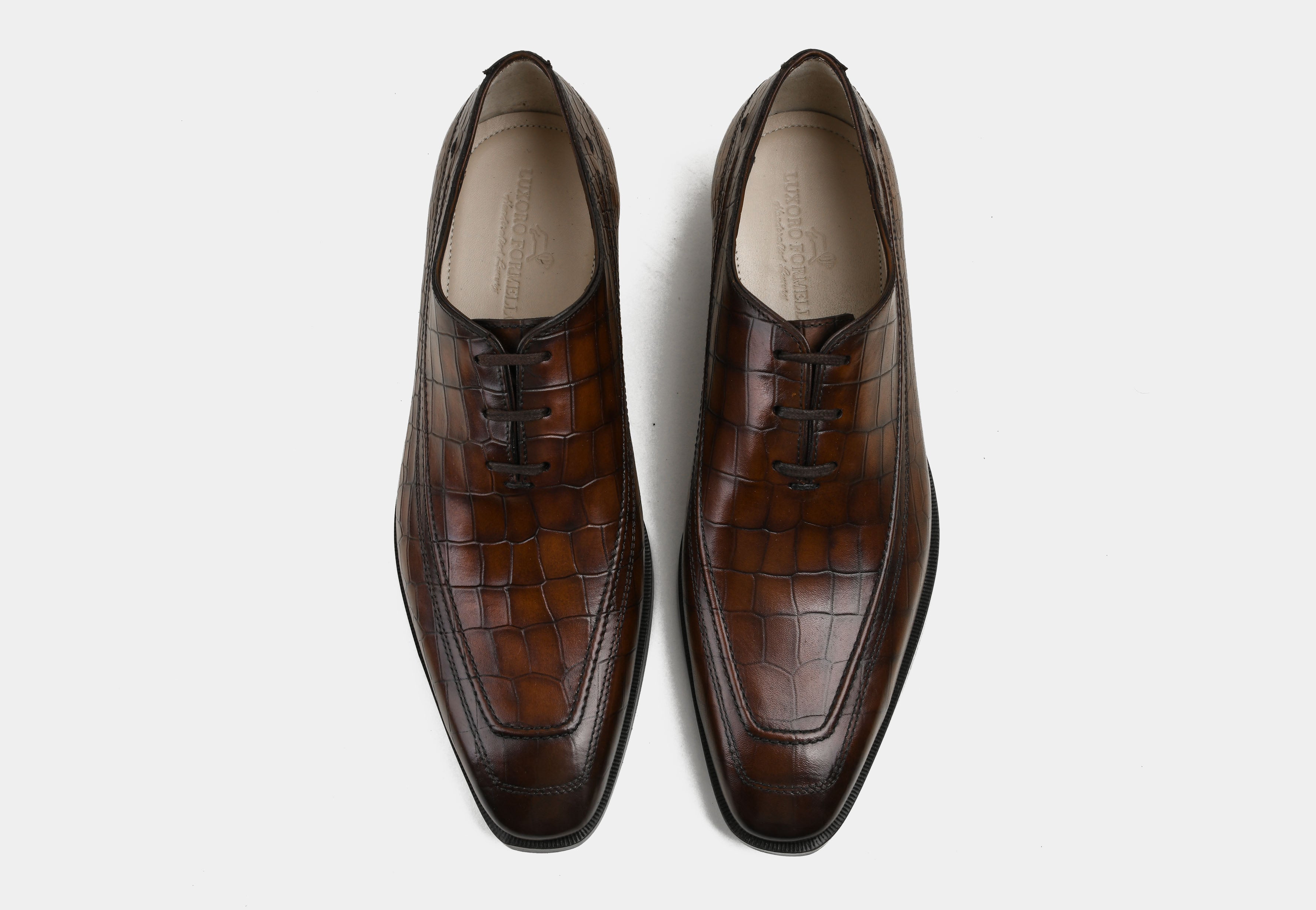 RICCARDO | MEN BROWN CROCO DERBIES