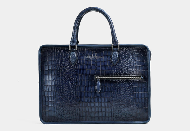 'Timeless Heritage' Blue Leather Briefcase Bag