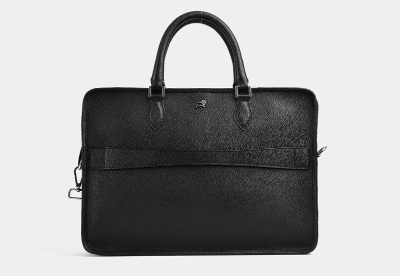 'Timeless Heritage' Black Pebble Leather Briefcase Bag