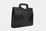 'Echelon Luxe' Black Leather Laptop Bag Unisex