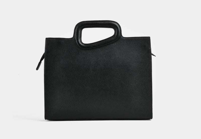 'Echelon Luxe' Black Leather Laptop Bag Unisex