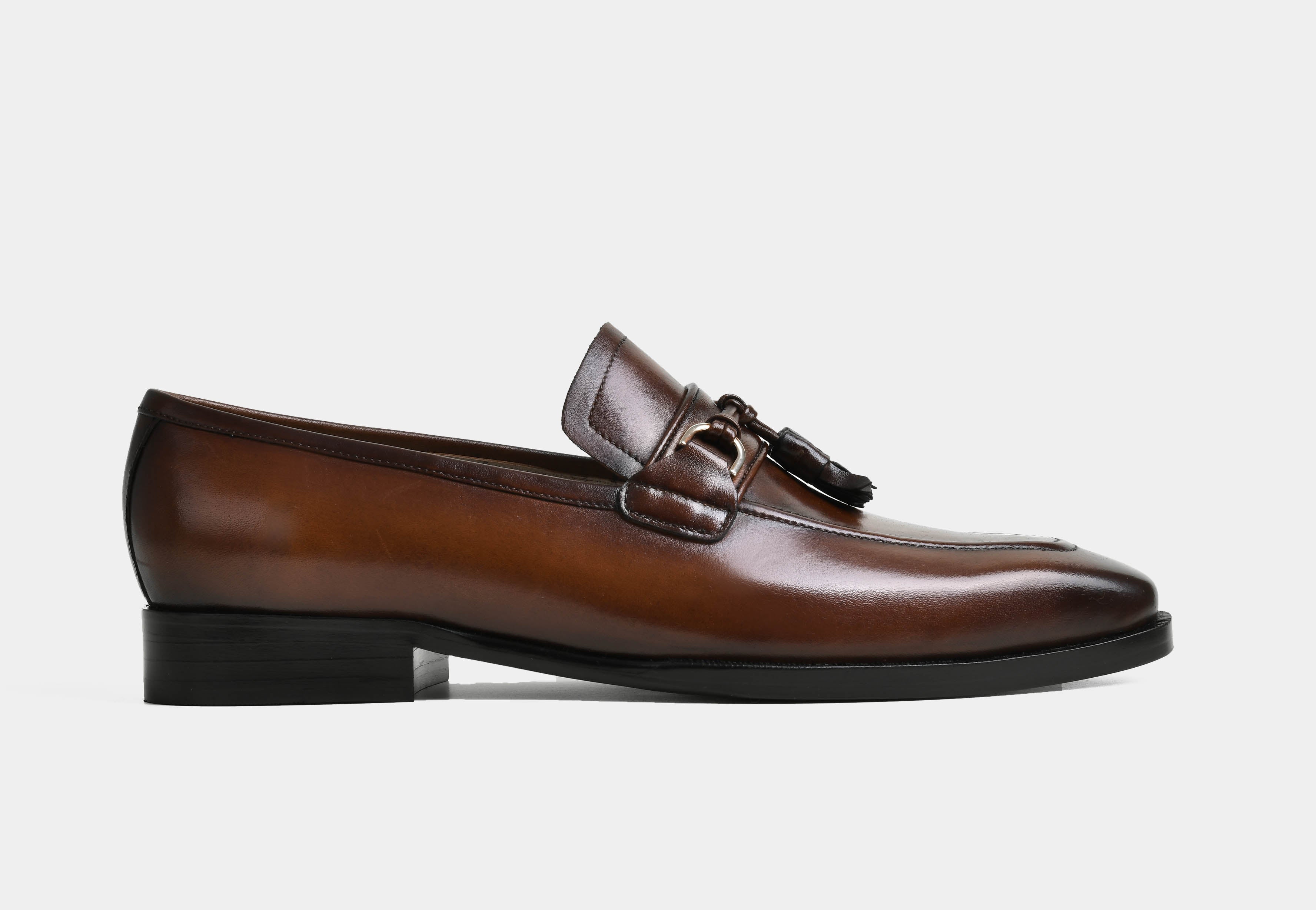 DORIAN | MEN BROWN BURNISHED TASSEL LOAFERS