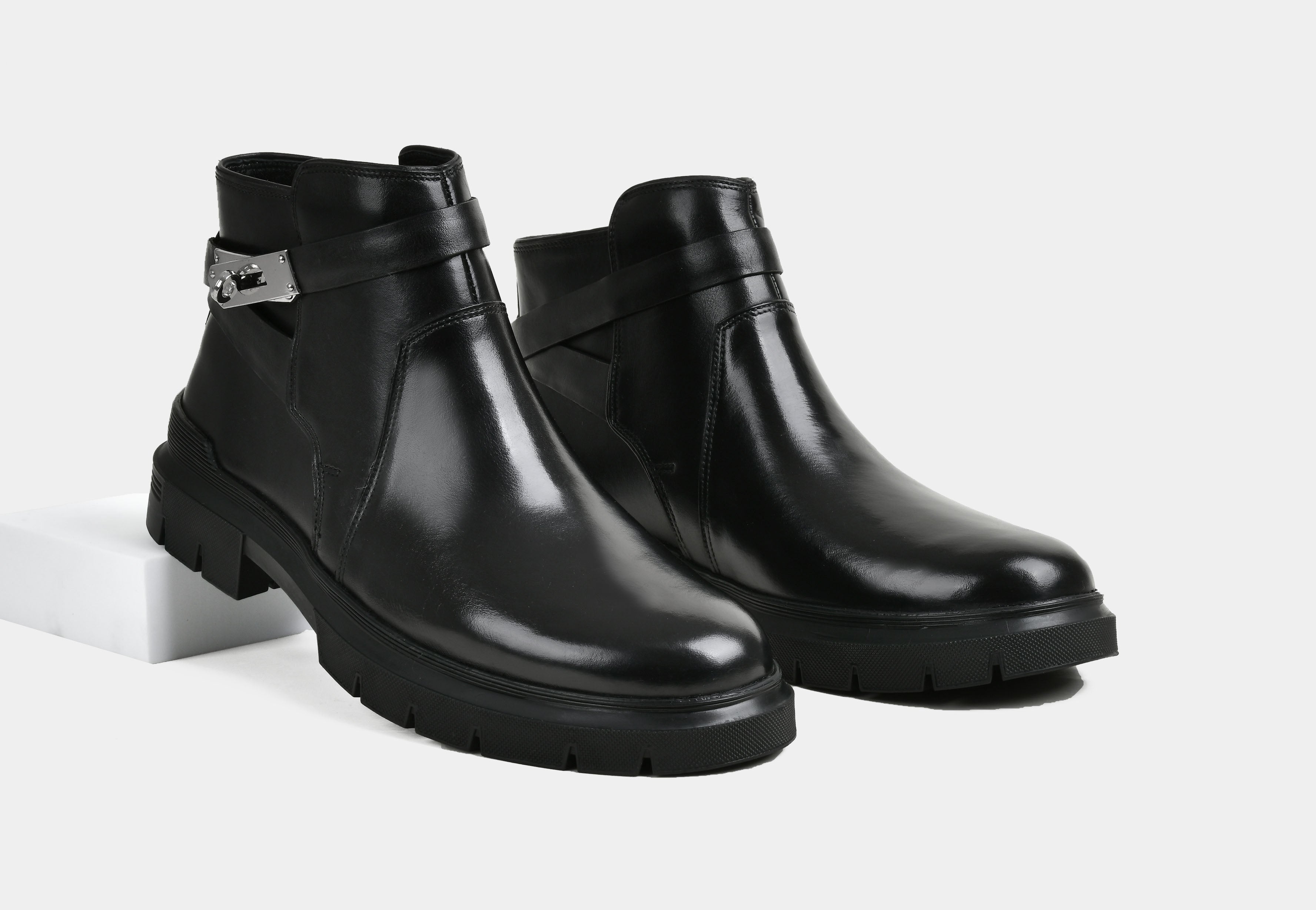 MEN BLACK BUCKLE BOOTS | STRIDEGRIP
