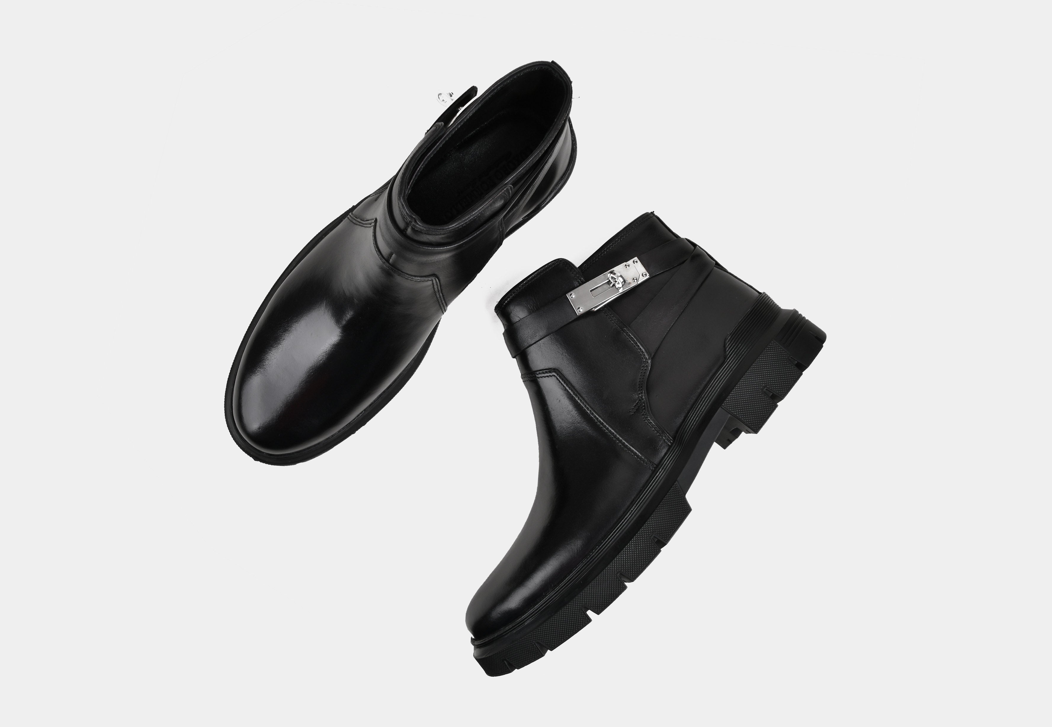 MEN BLACK BUCKLE BOOTS | STRIDEGRIP