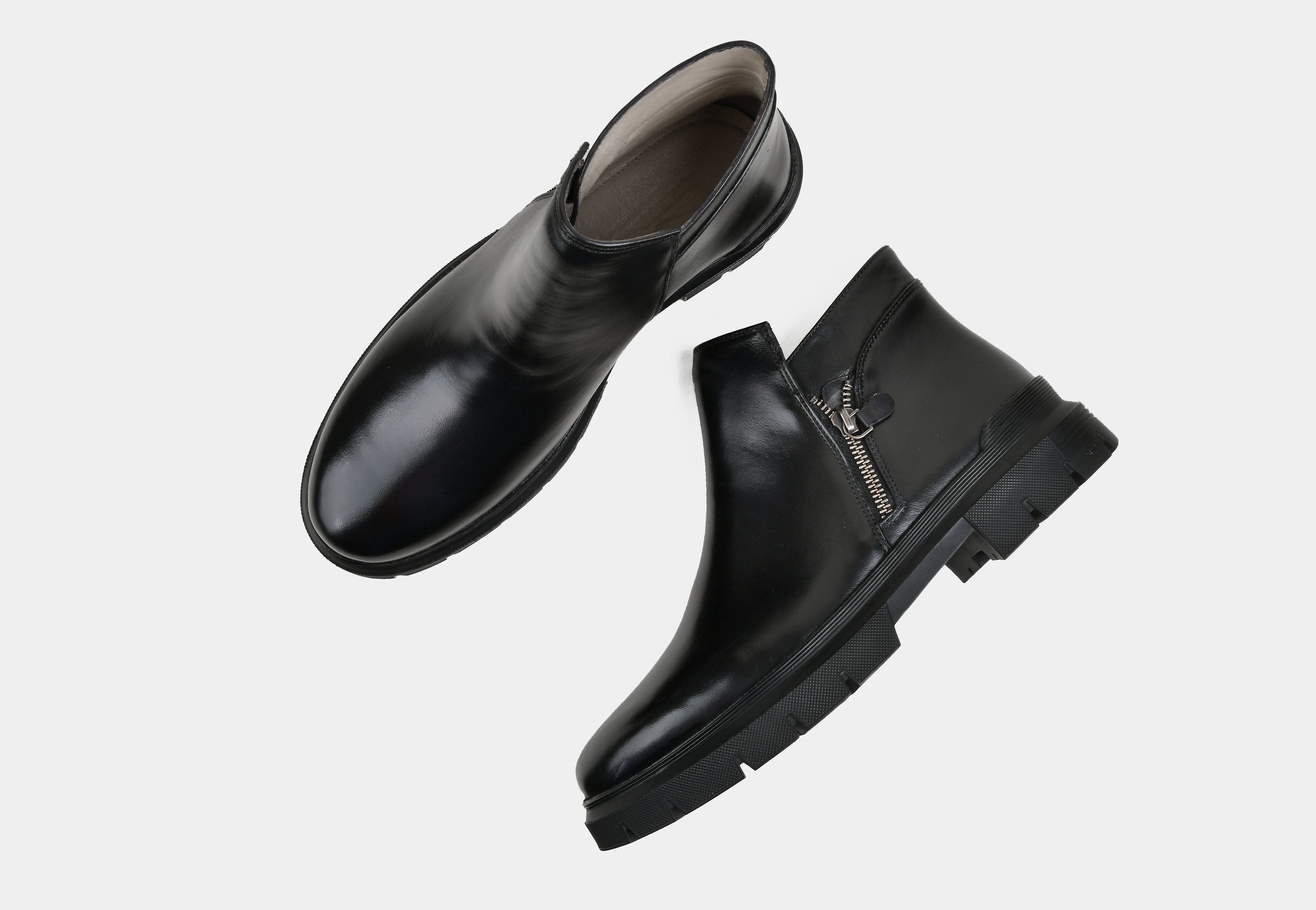 Men Black Zip Boots | StrideGrip