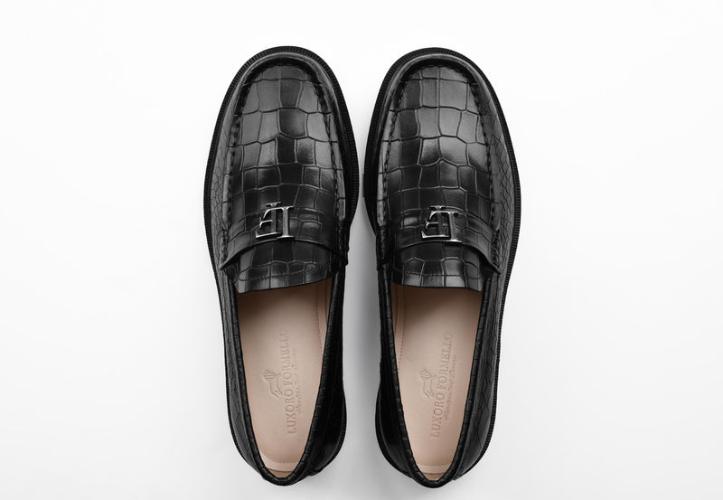 Black Croc Loafers | SoleSculpt lite
