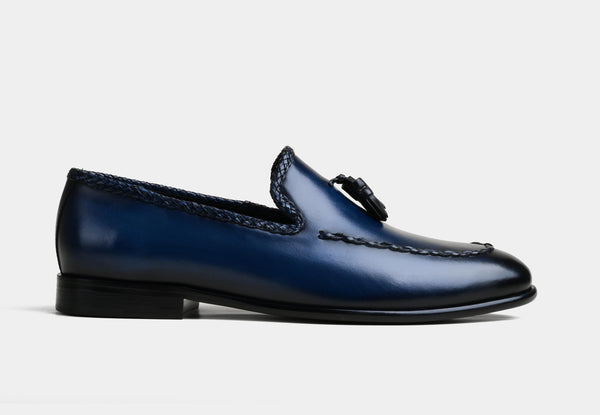 CILIAN | MEN BLUE TASSEL LEATHER LOAFERS