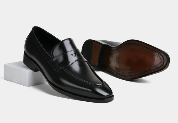 AIDEN | MEN BLACK PENNY LEATHER LOAFERS